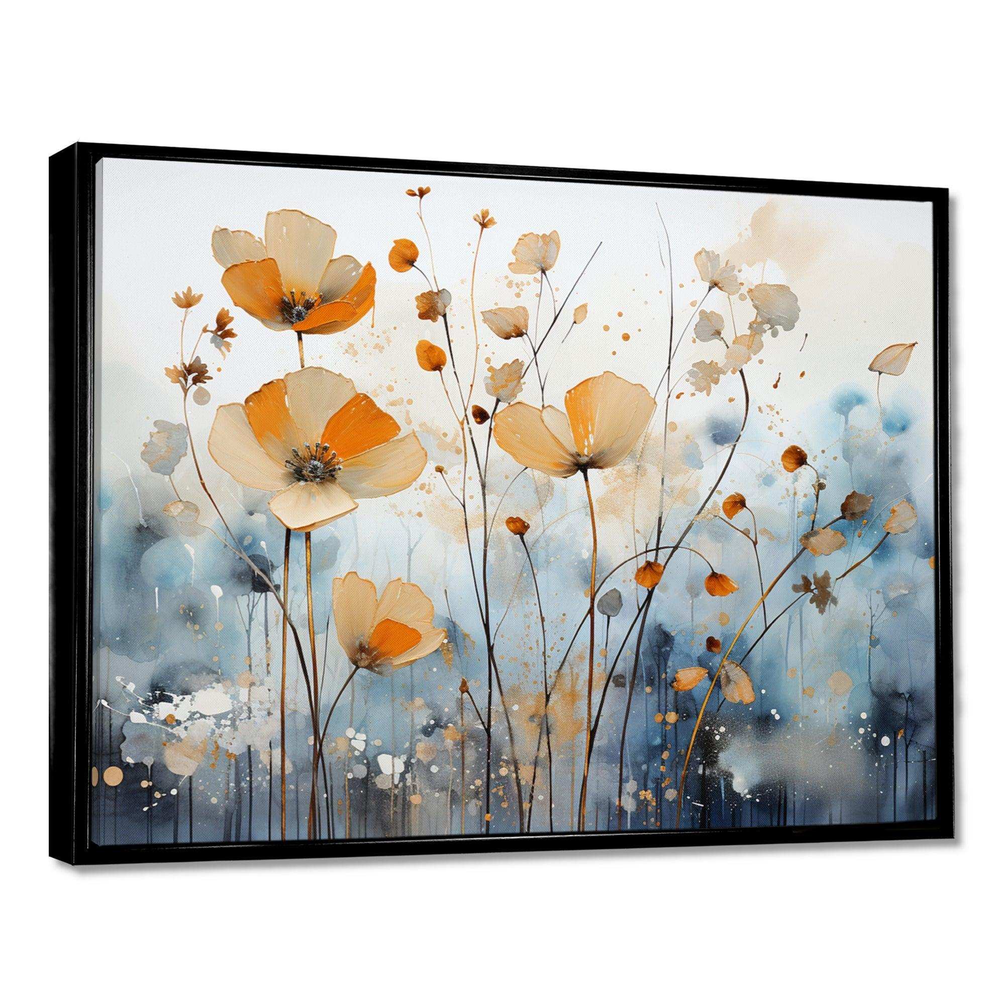 Orange Blue Muted Botanicals II - Abstract Canvas Wall Art