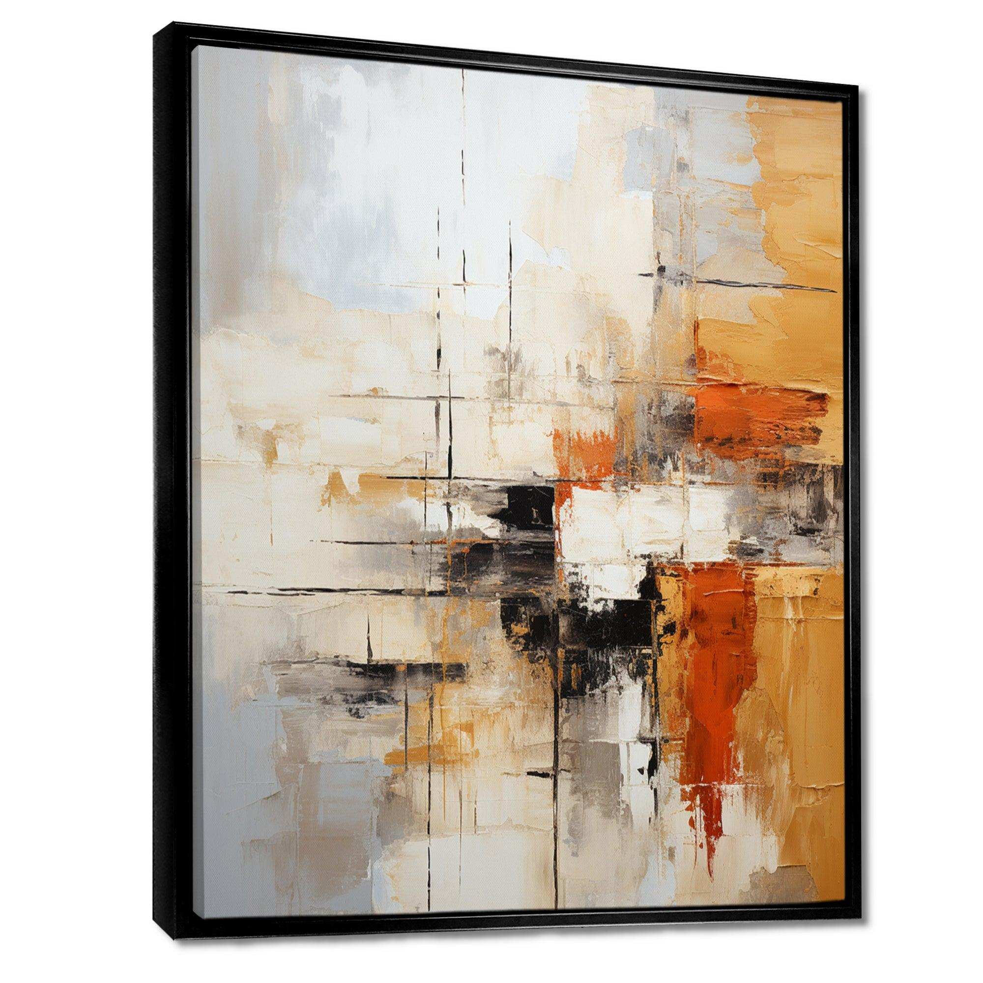 Orange Black Abstract Fractal Impressions - Abstract Canvas Wall Art