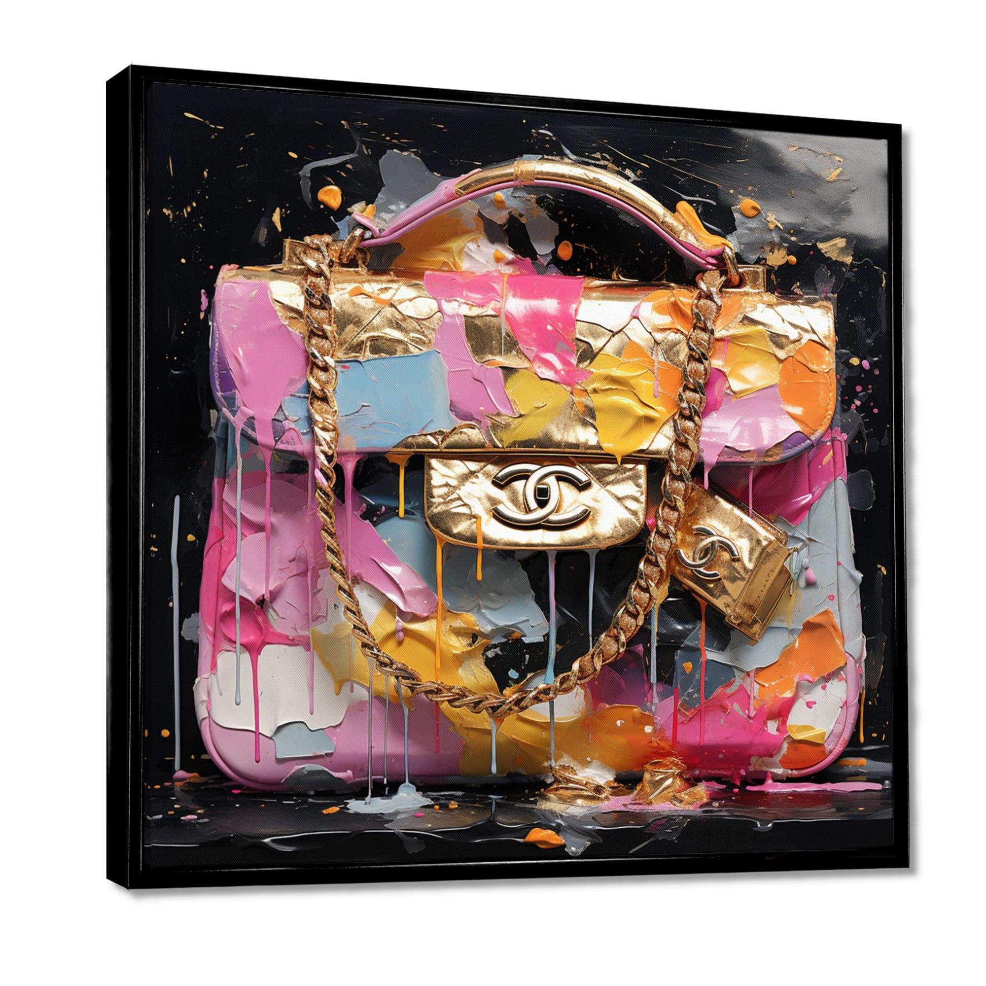 Fashion Bag Couture Pink Gold - Fashion Canvas Wall Art