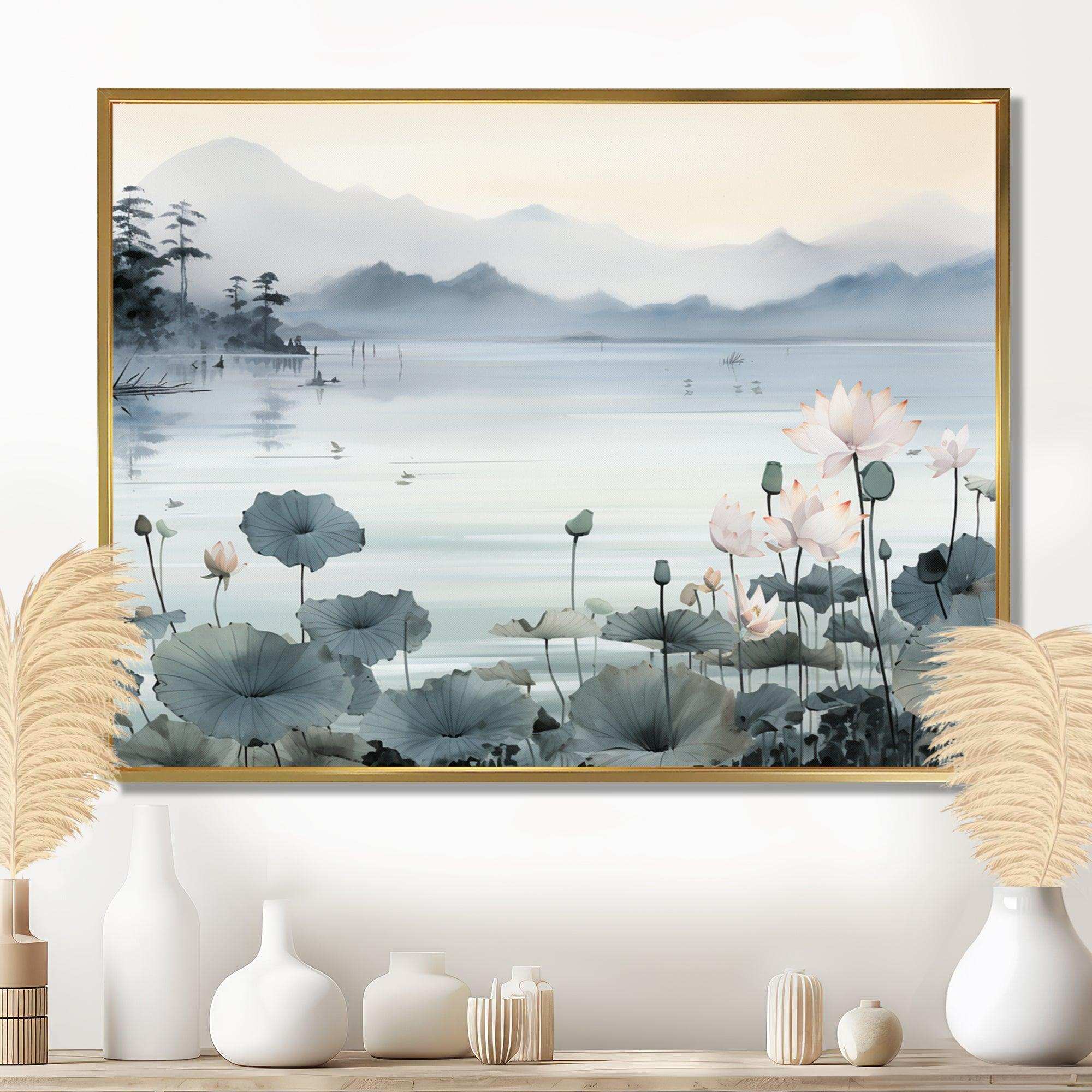 Asian Art Ink Lake I - People Canvas Wall Art