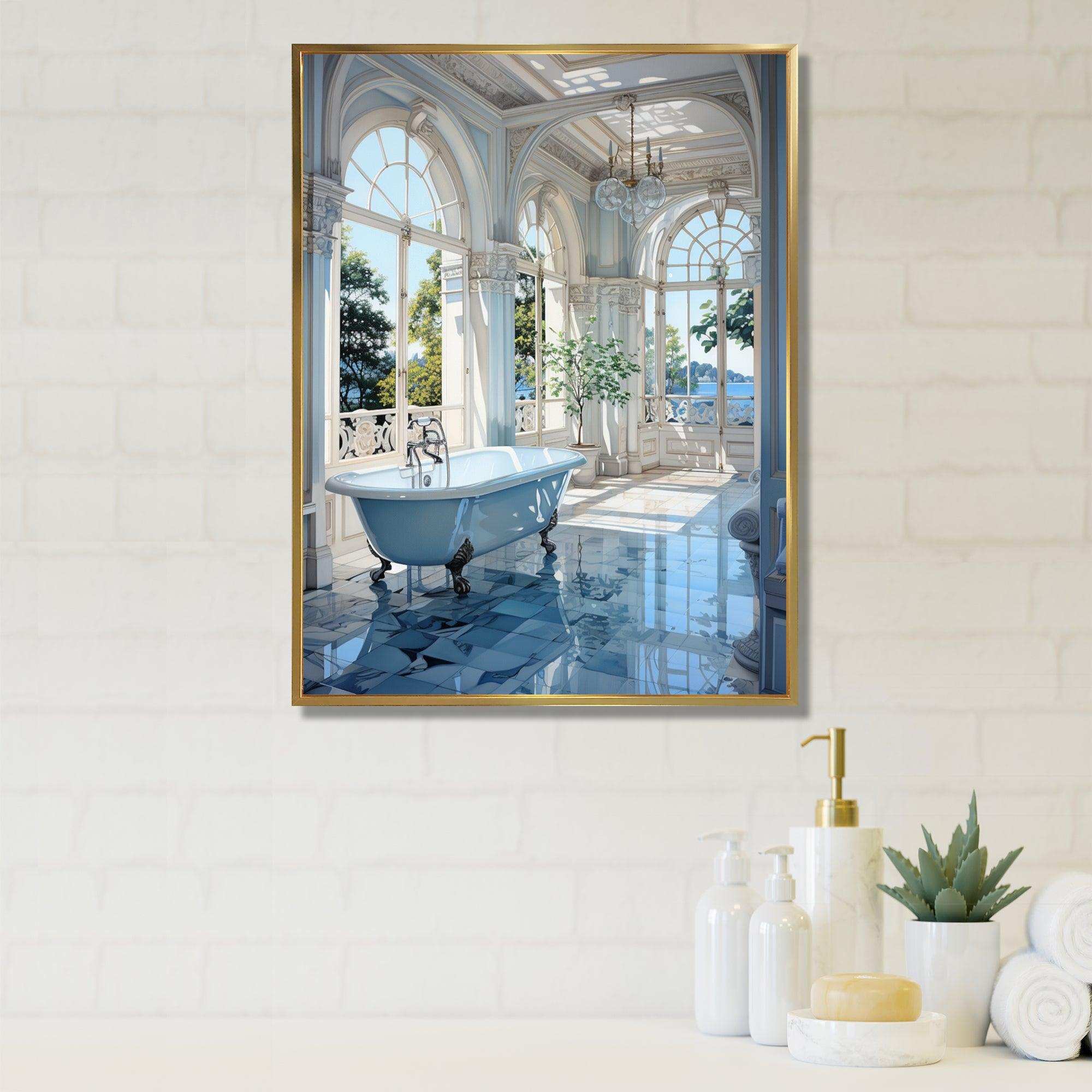 Bathroom Tranquil Reflections II - Humor Canvas Wall Art