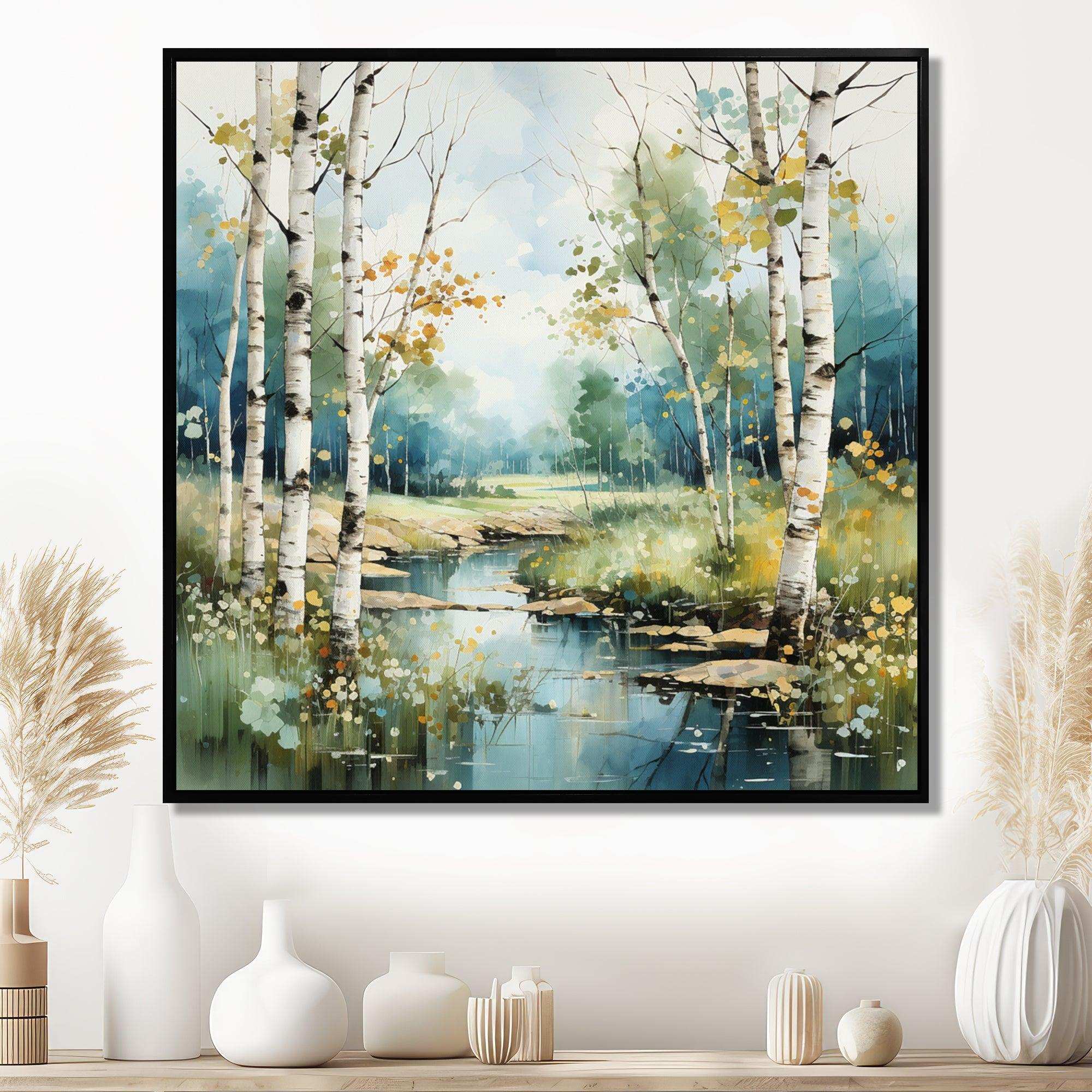 Birch Woods Whispering Winds X - Floral Canvas Wall Art