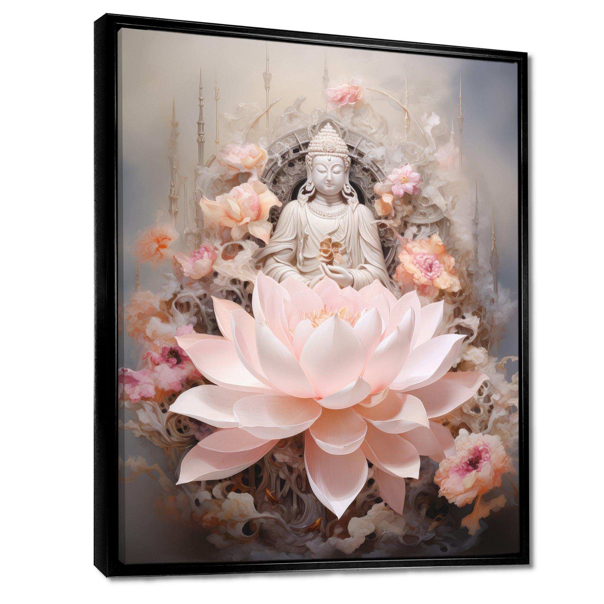 Pink Buddhism Lotus Of Wisdom - Spiritual Canvas Wall Art