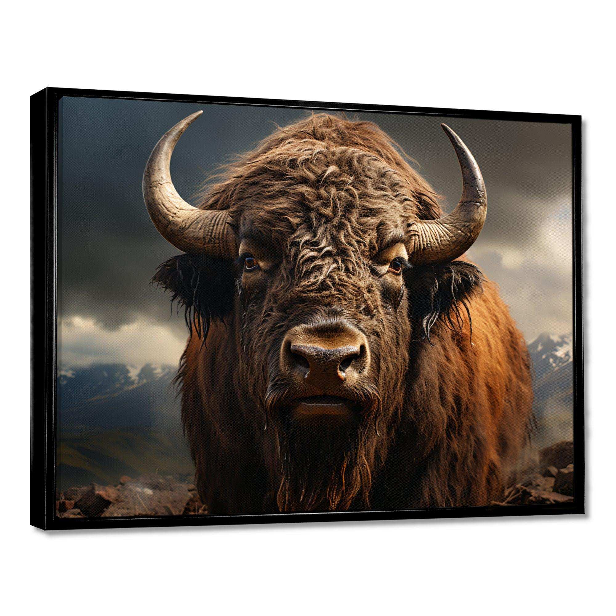 Buffalo Portrait - Animals Canvas Wall Art