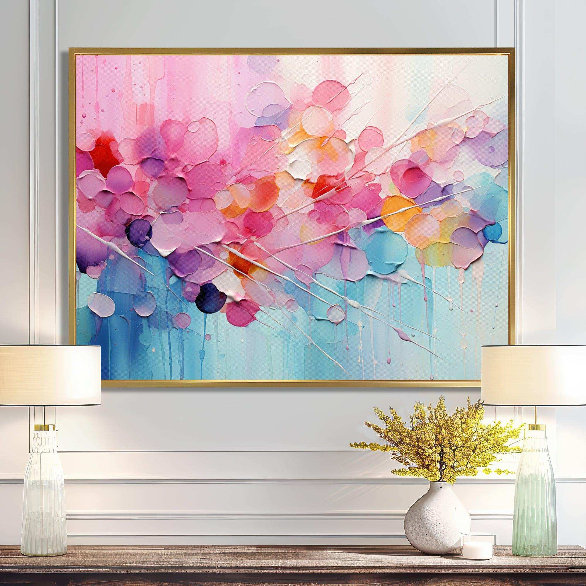 Pink Blue Pastel Patchwork - Abstract Canvas Wall Art