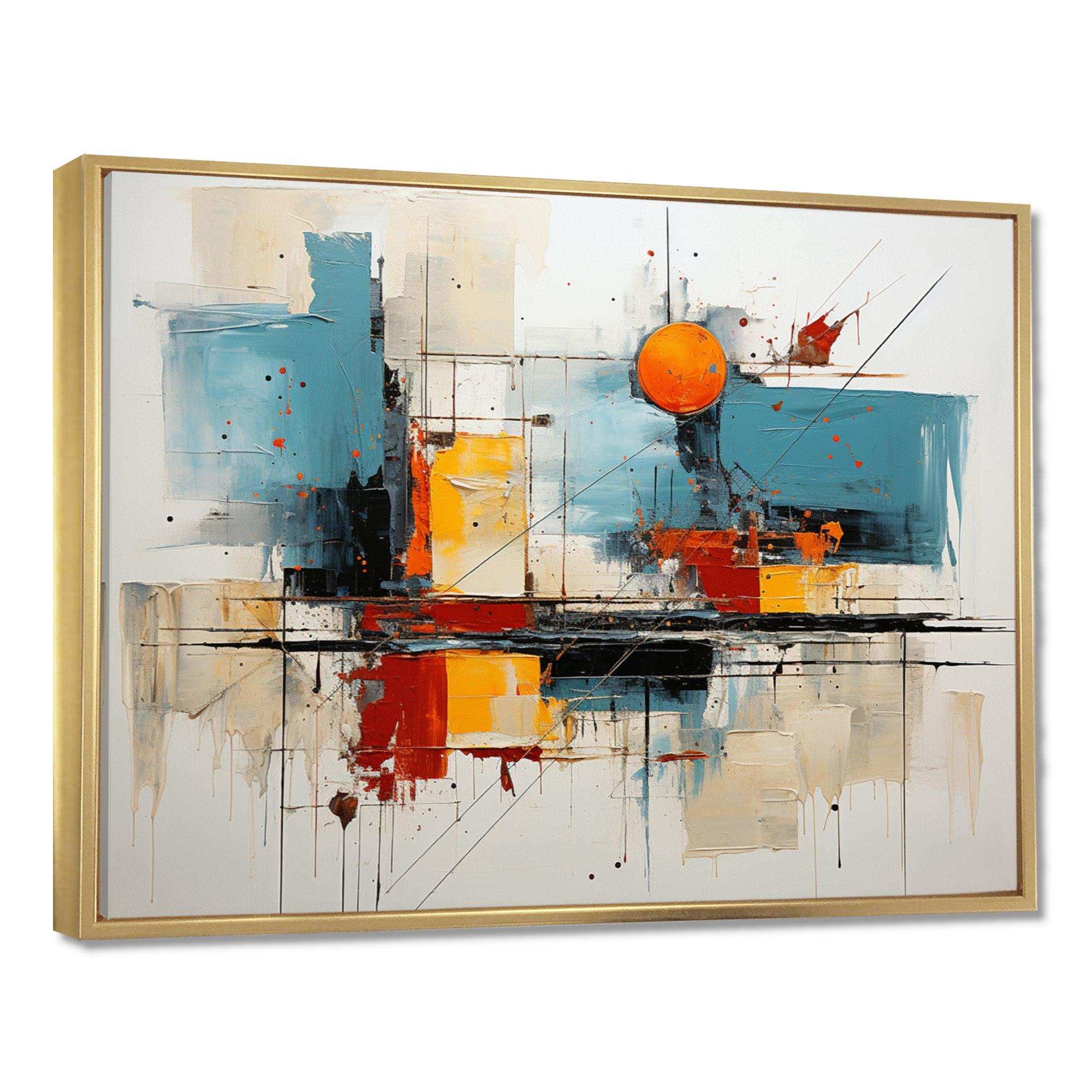 Teal Orange Bold Flow Collage - Abstract Canvas Wall Art