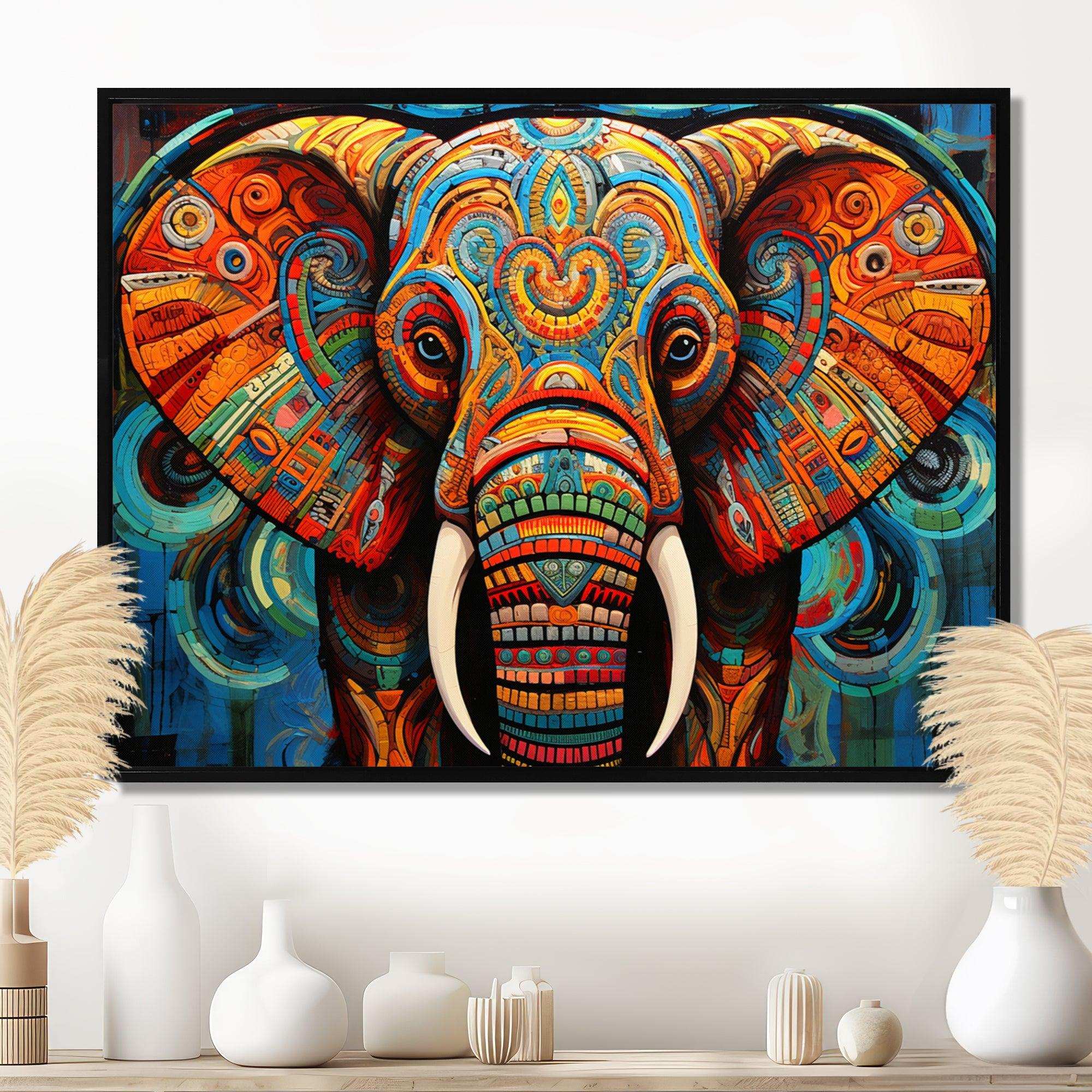 Elephant Tribal Majesty - Animals Canvas Wall Art