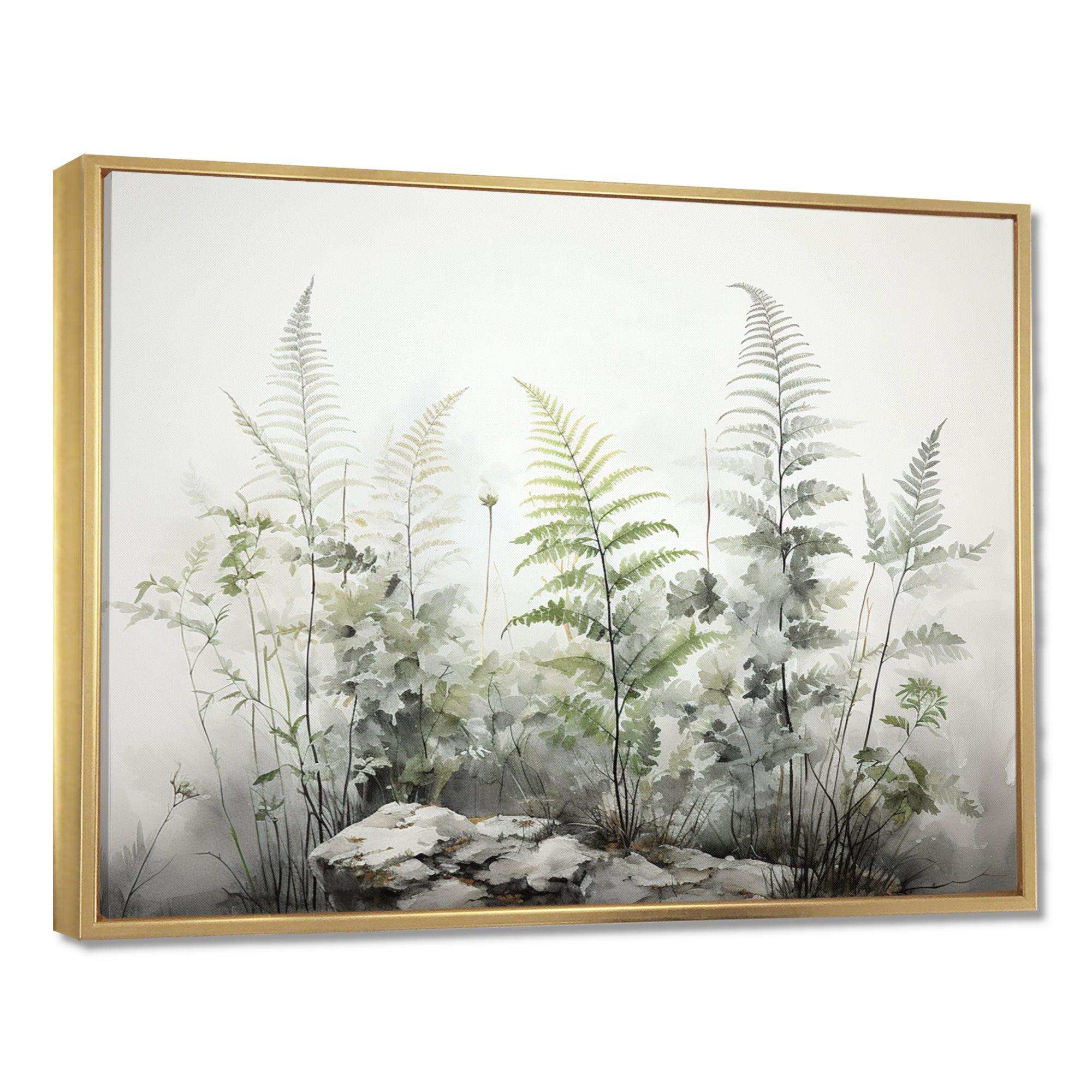 Ferns Silver Whispers I - Floral Canvas Wall Art