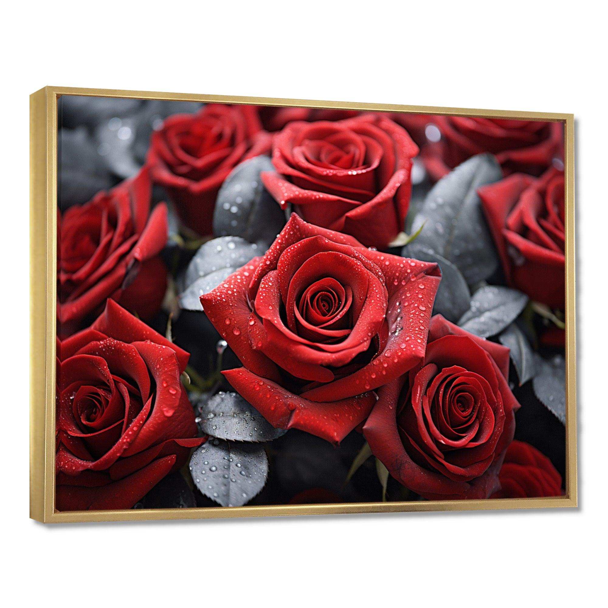 Red Grey Rose Eternal Beauty - Floral Canvas Wall Art