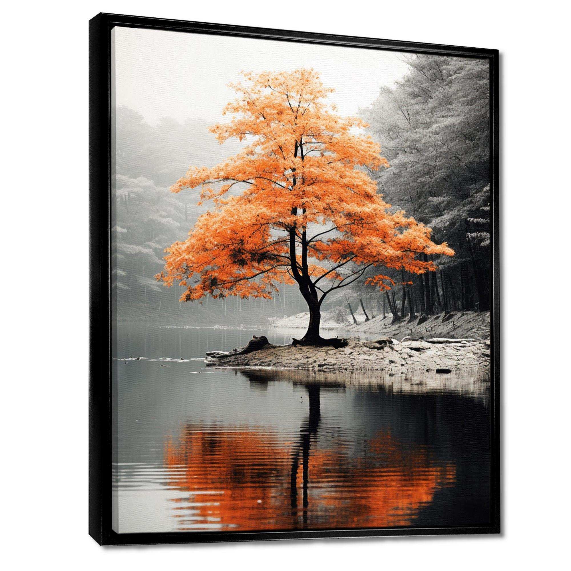 Orange And Grey Forest Autumn Elegance II - Landscapes Canvas Wall Art