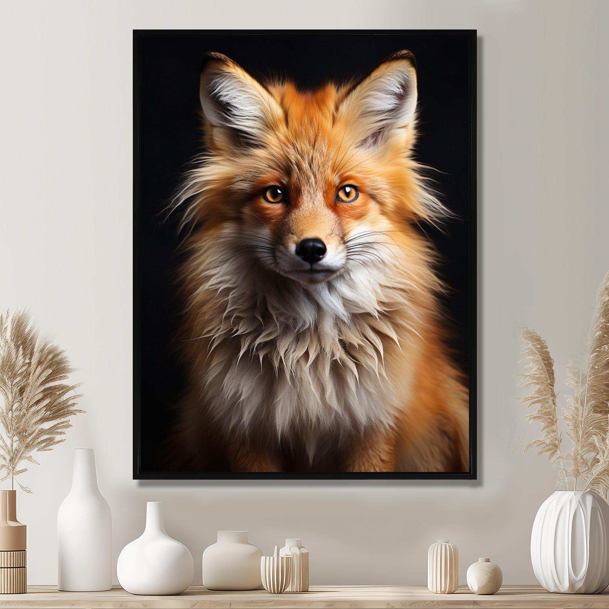 Orange Fox Guardian - Animals Canvas Wall Art