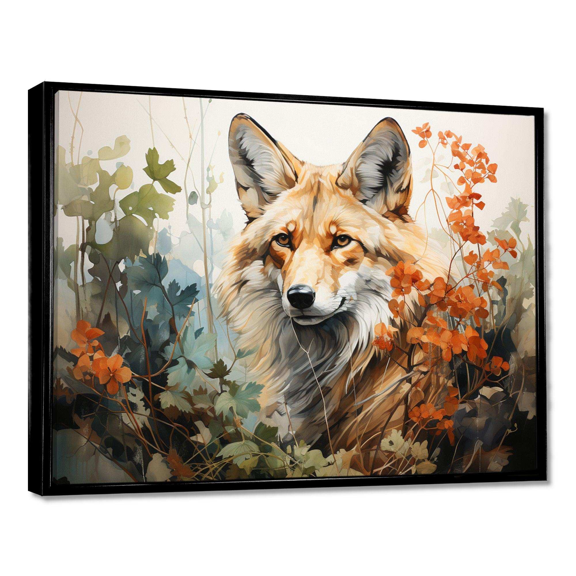 Fox Wilderness Observer Geometric - Animals Canvas Wall Art