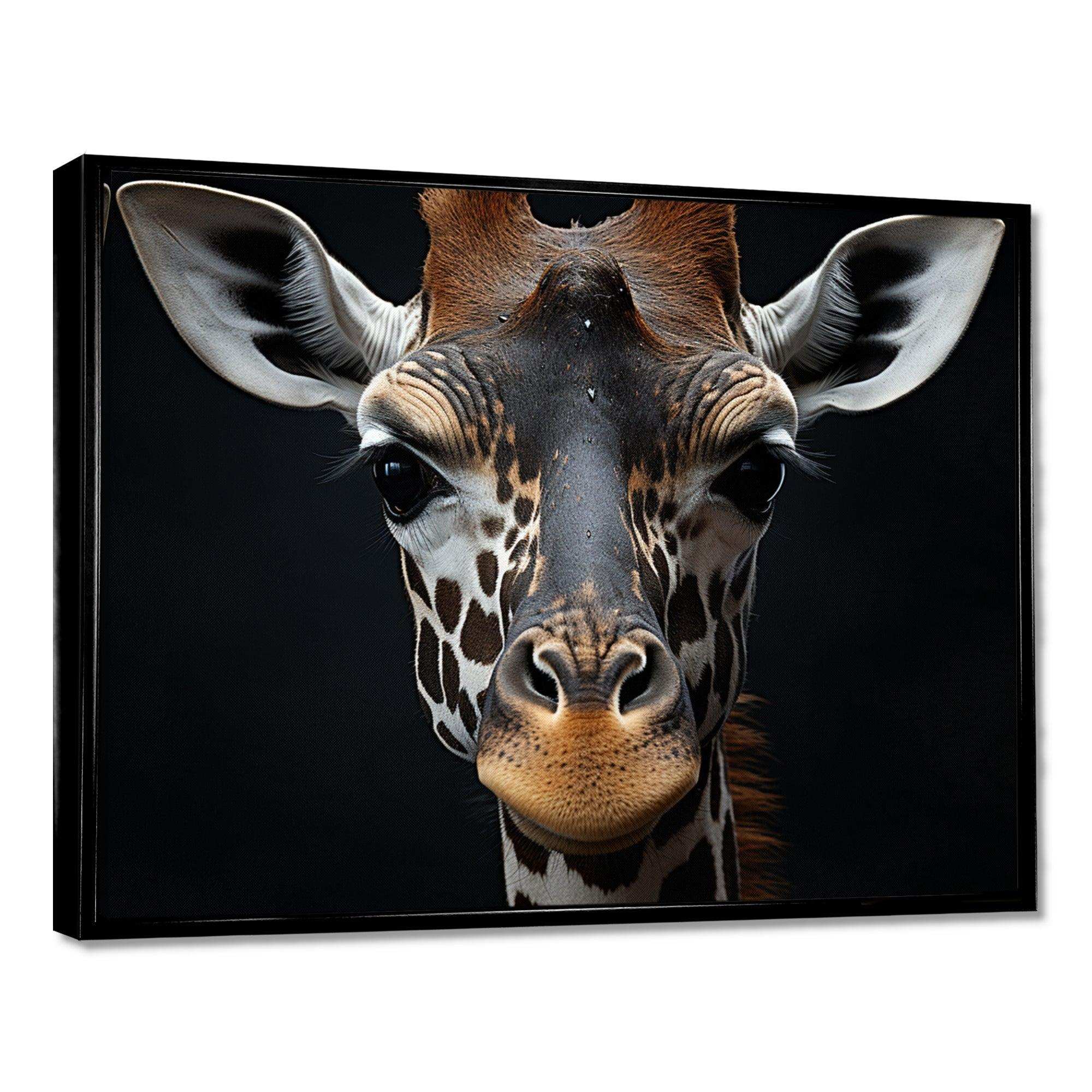 Black And White Giraffe Portrait I - Animals Canvas Wall Art