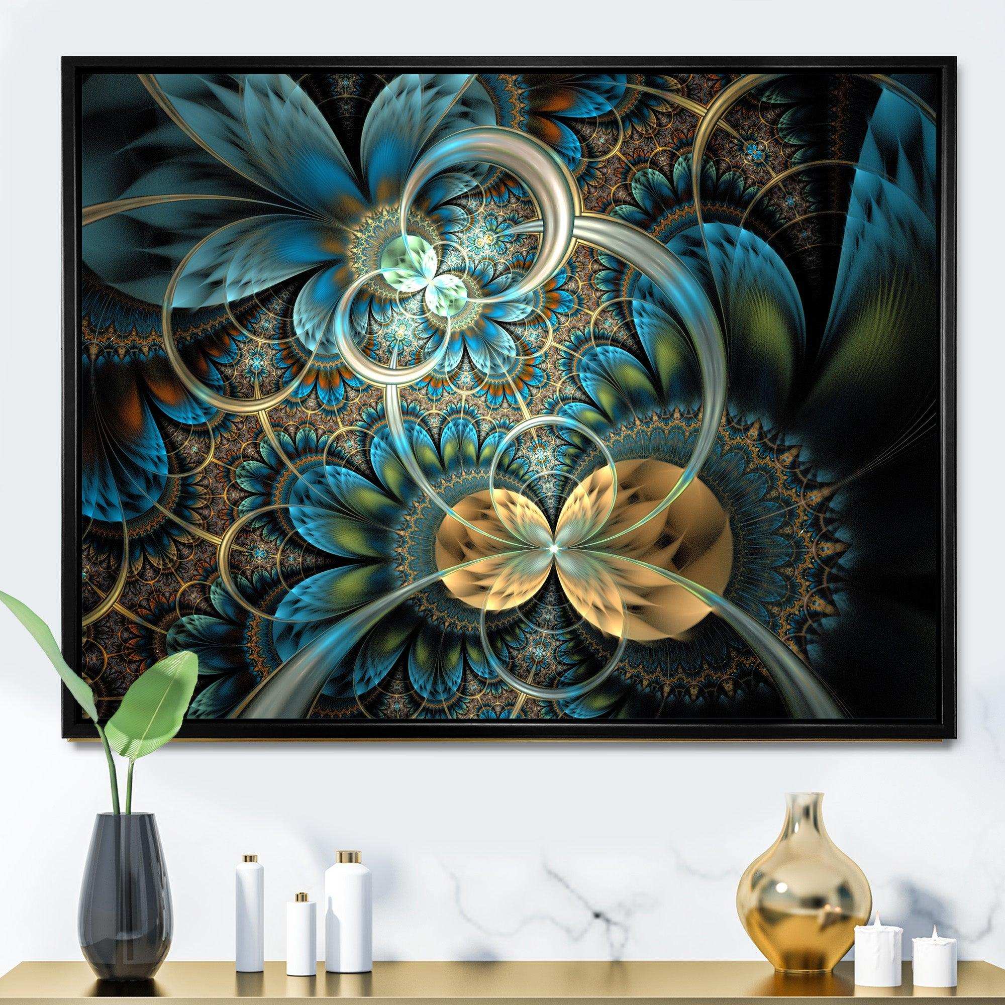 Symmetrical Blue Gold Fractal Flower