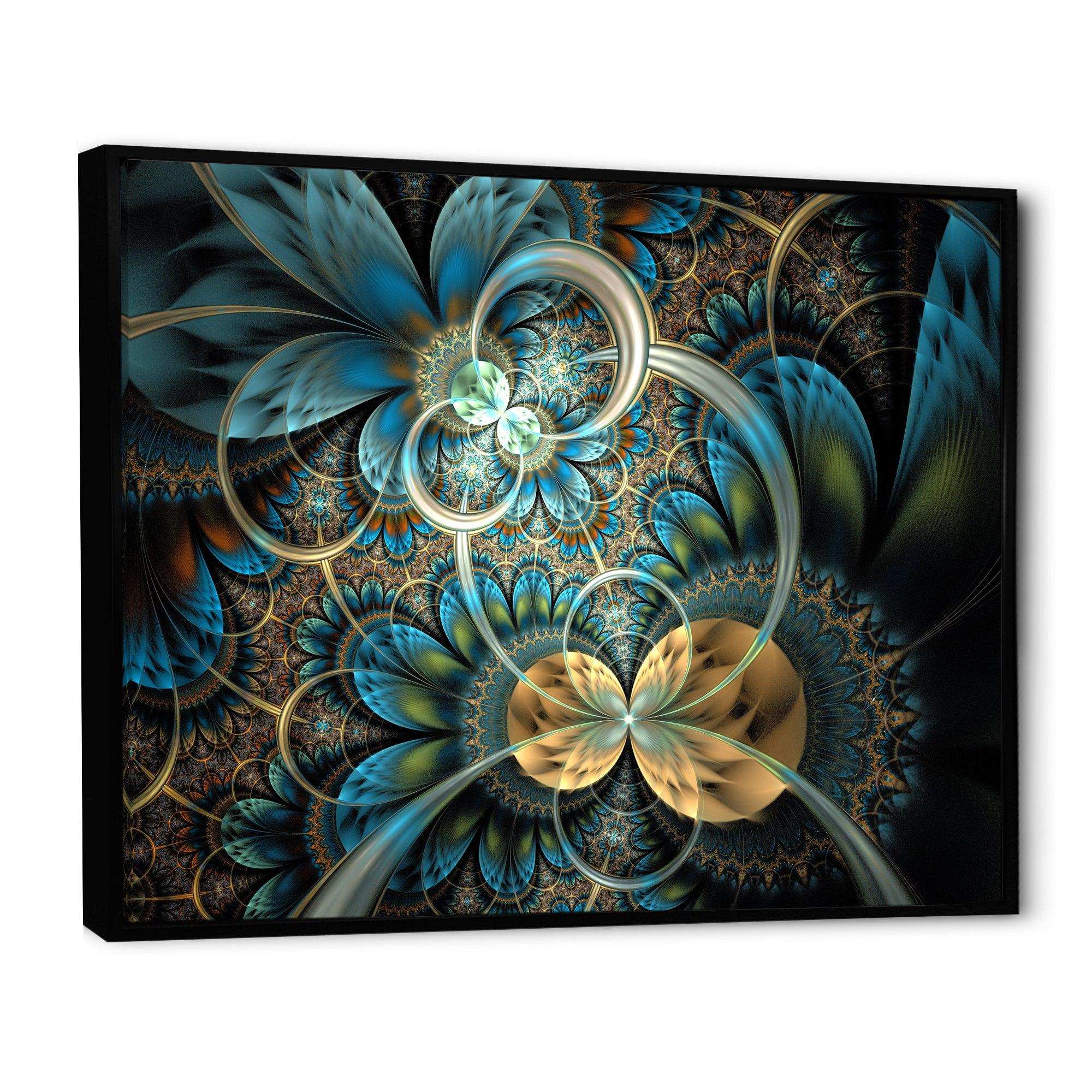 Symmetrical Blue Gold Fractal Flower