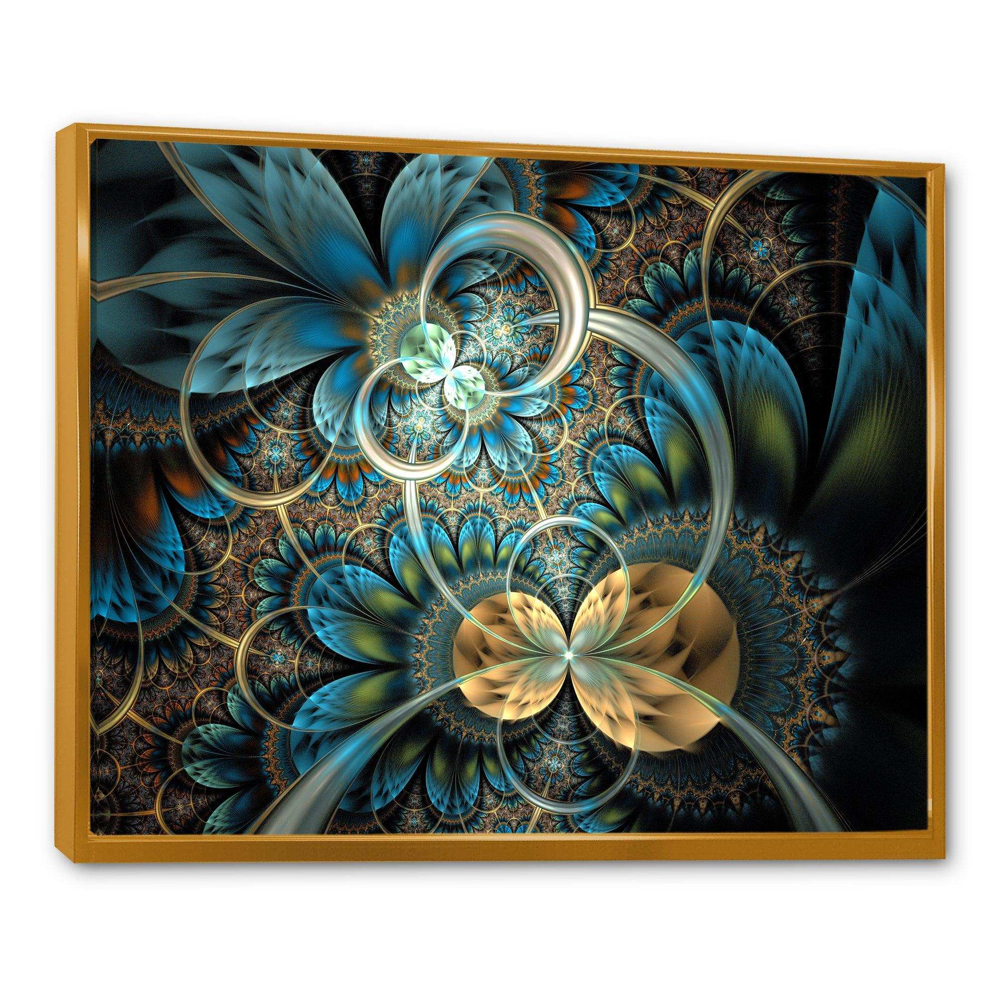 Symmetrical Blue Gold Fractal Flower