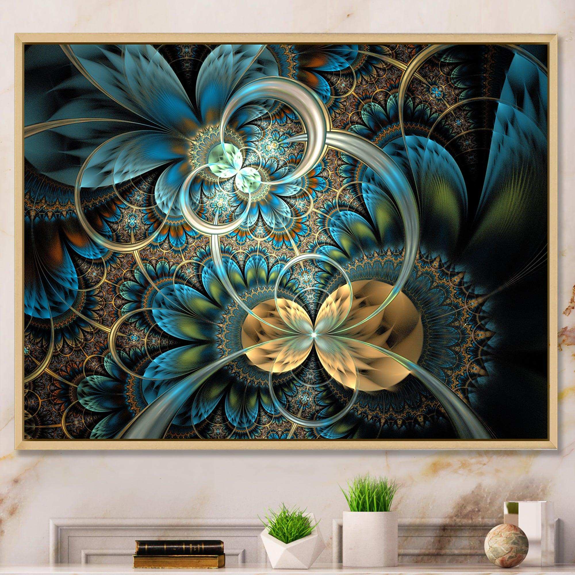 Symmetrical Blue Gold Fractal Flower
