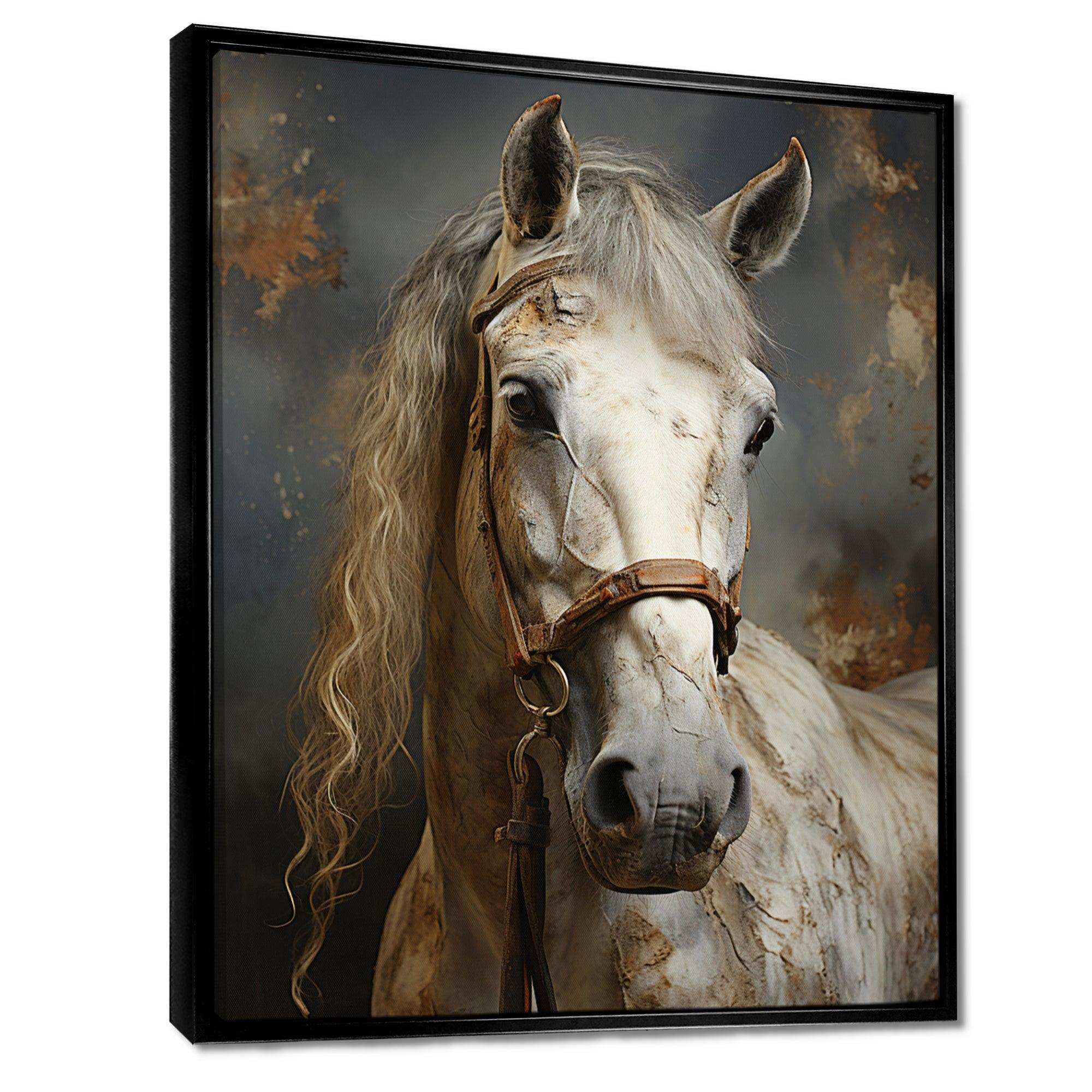 White Horse Equestrian Duality II - Animals Canvas Wall Art