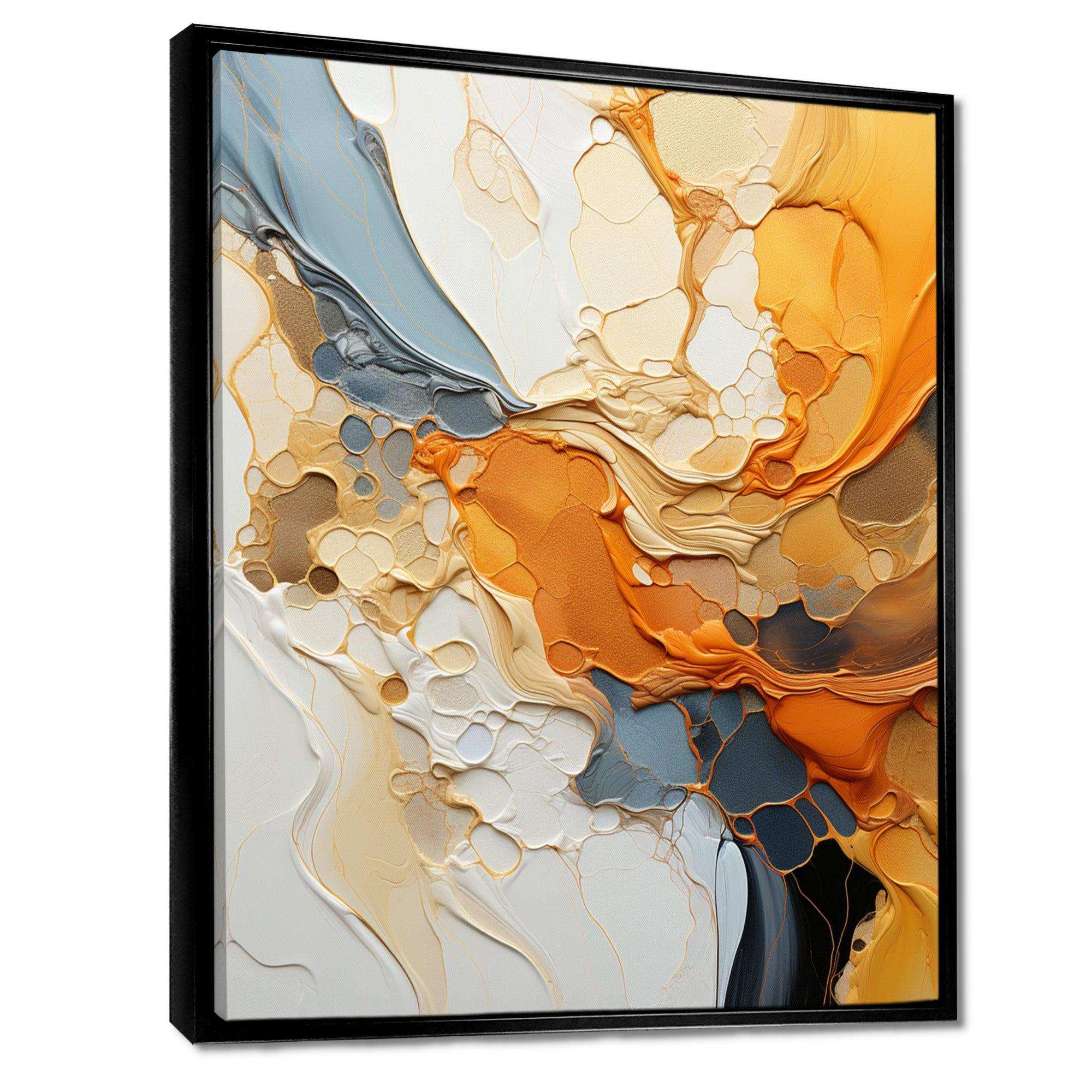 Orange Blue Line Art Abstract Expressionism - Abstract Canvas Wall Art