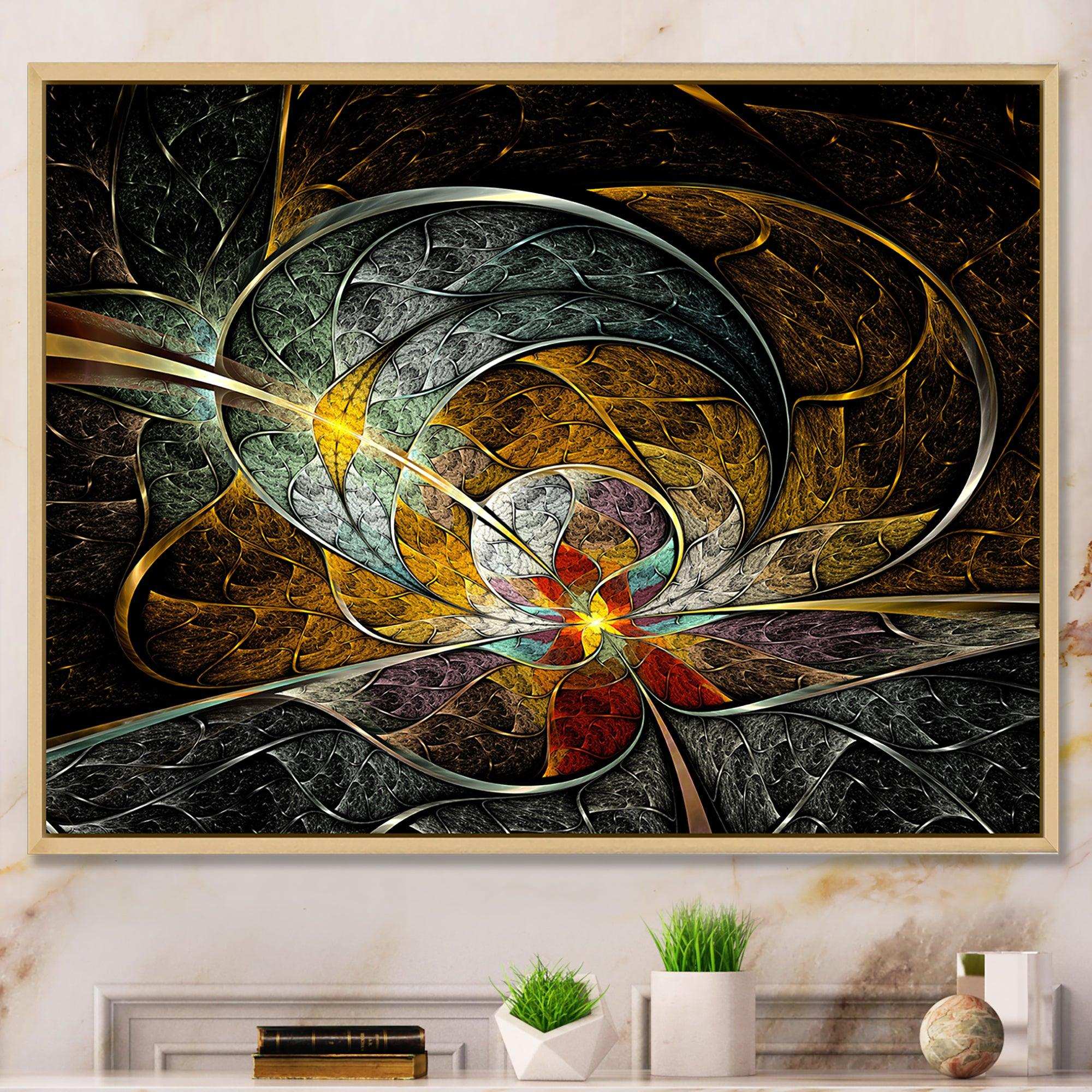 Symmetrical Yellow Digital Art Flower
