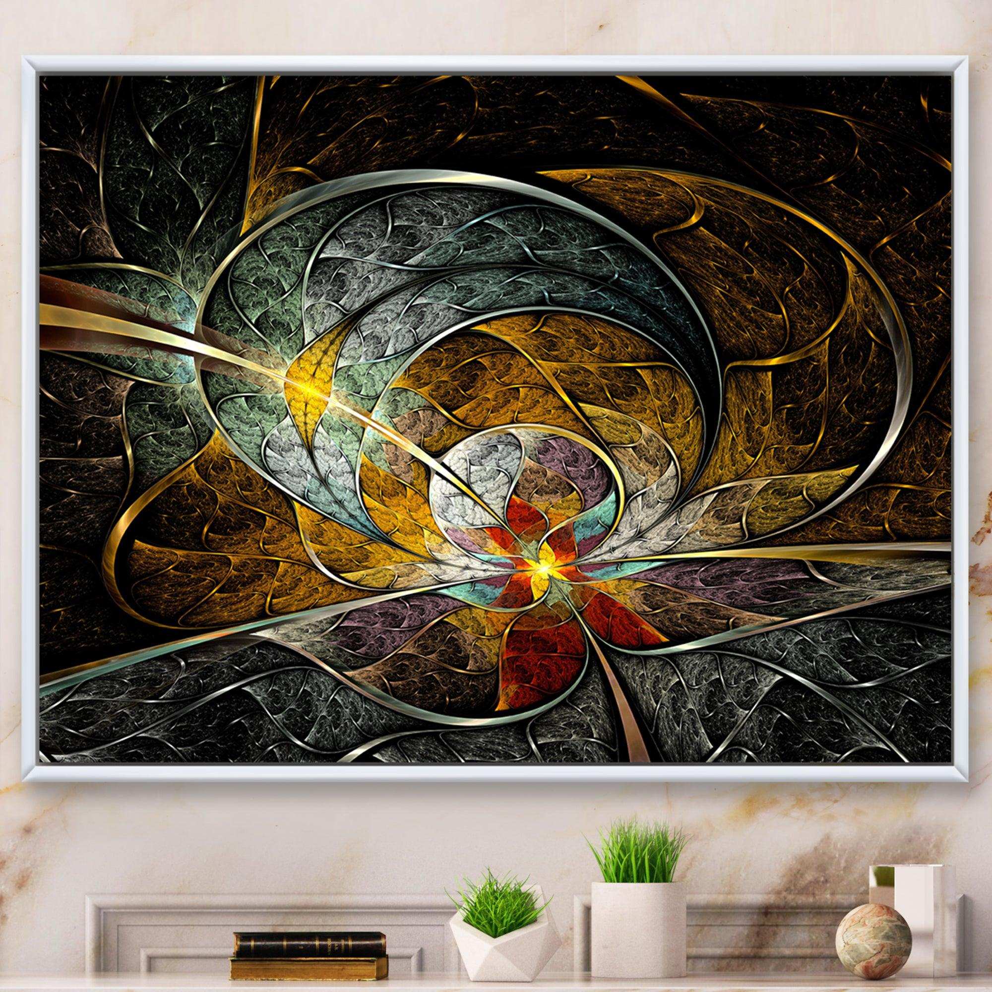Symmetrical Yellow Digital Art Flower