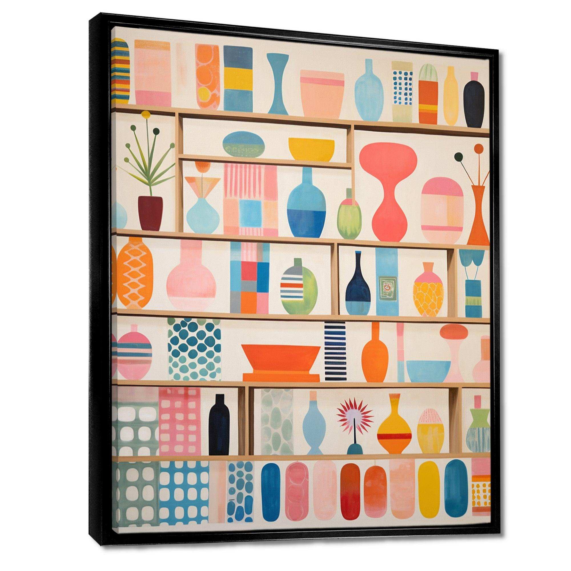 Pink Mid Century Playful Patterns IV - Abstract Canvas Wall Art