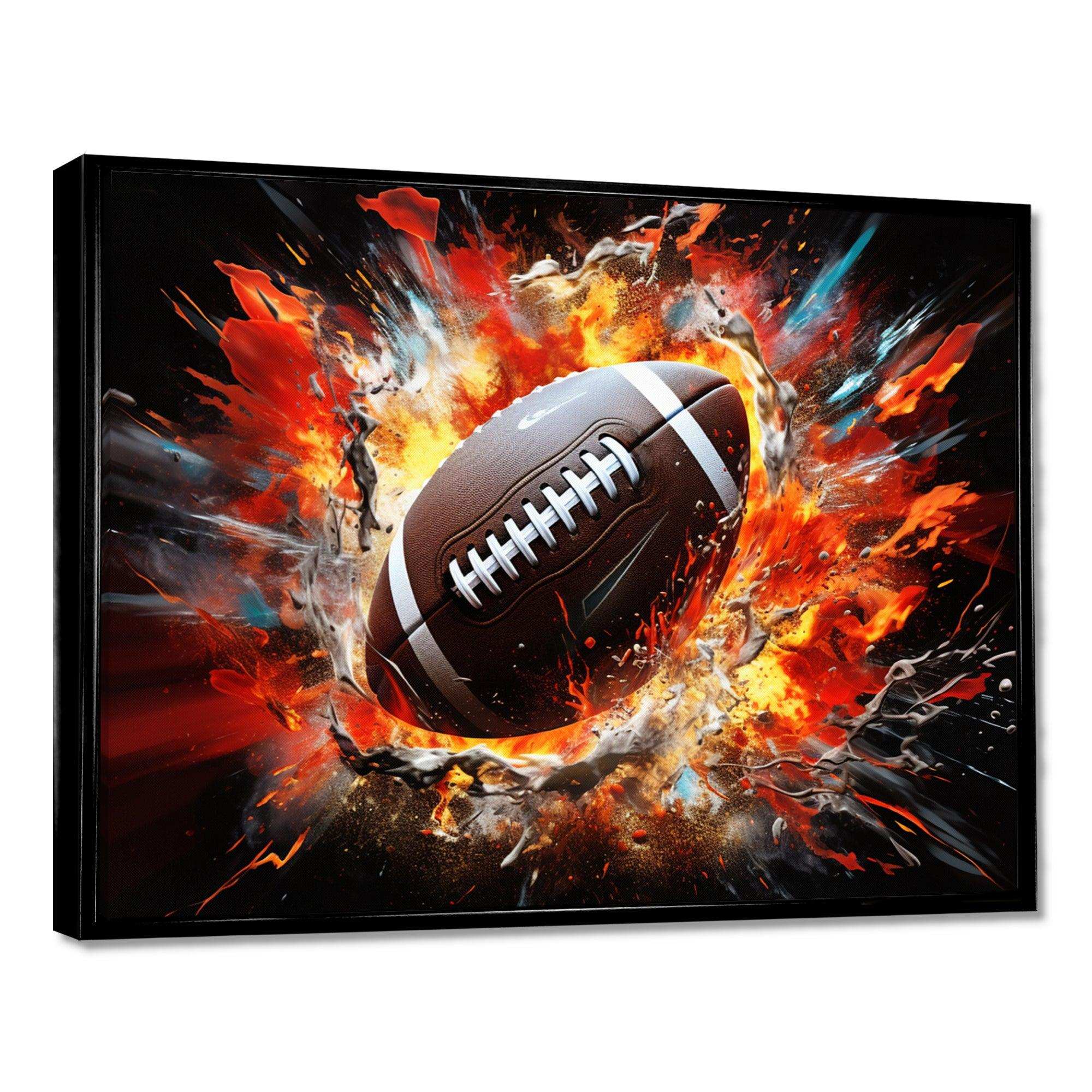 Red Football Explosive Ballon - Sports Canvas Wall Art