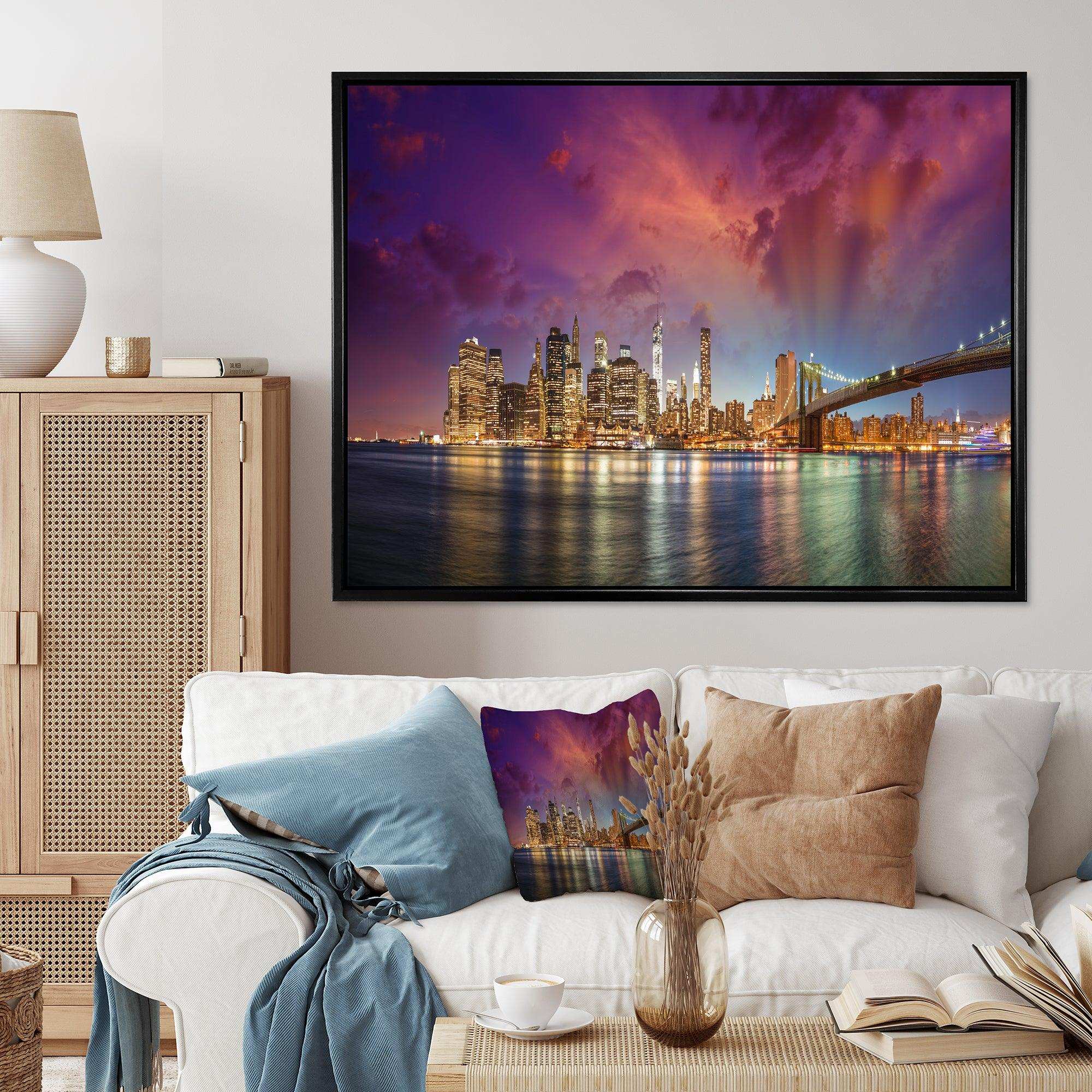 New York City Manhattan Skyline Red