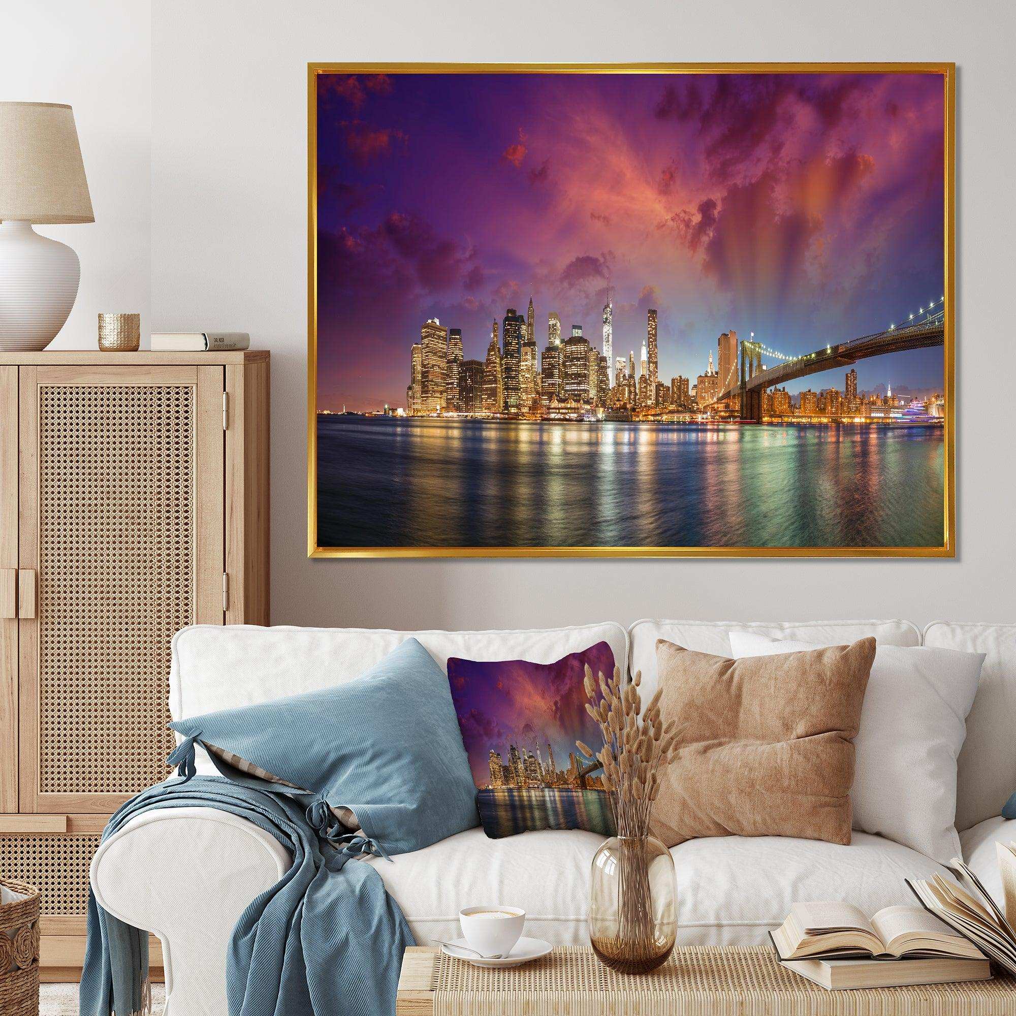 New York City Manhattan Skyline Red