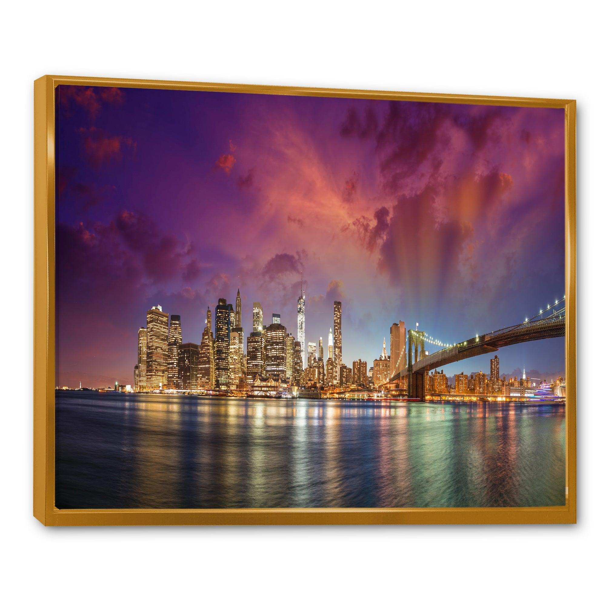 New York City Manhattan Skyline Red