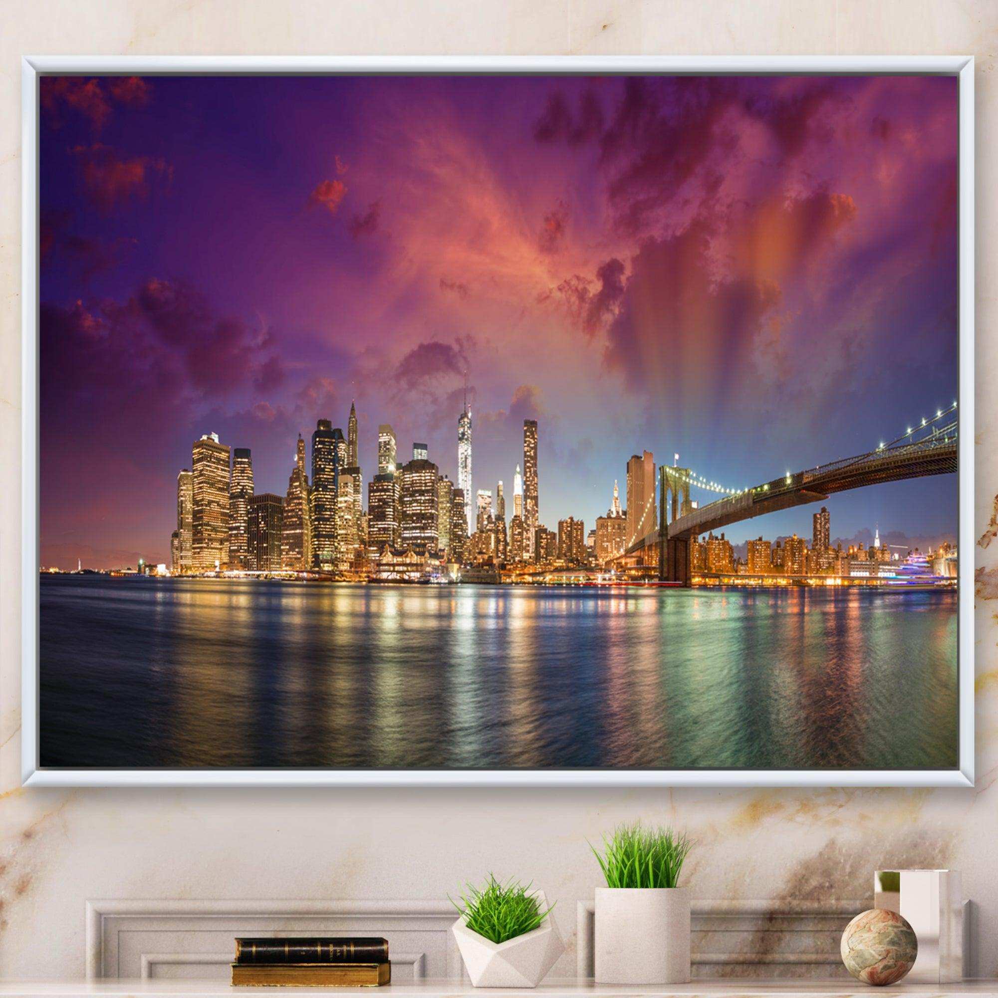 New York City Manhattan Skyline Red