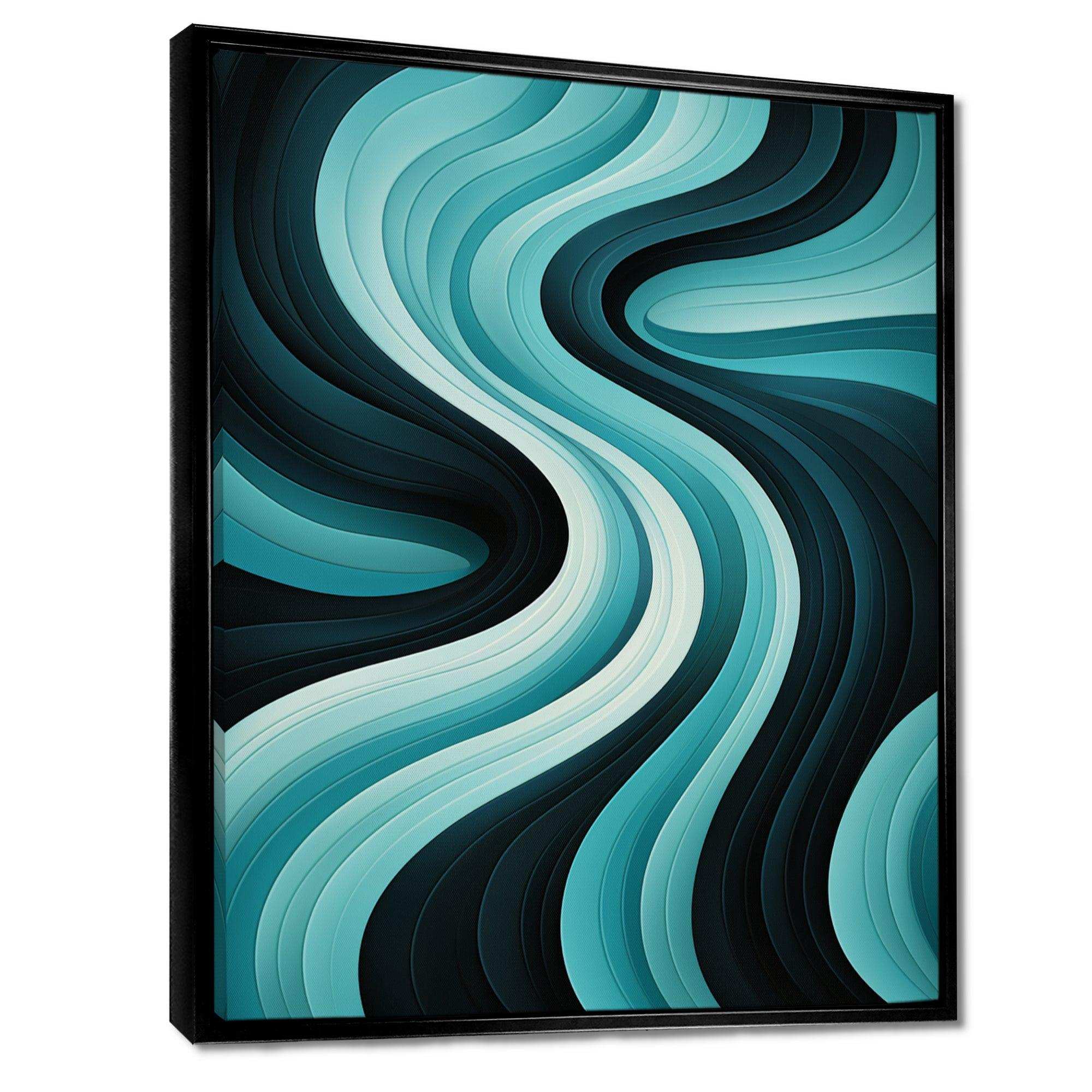 Turquoise Black Opt Art In - Abstract Canvas Wall Art