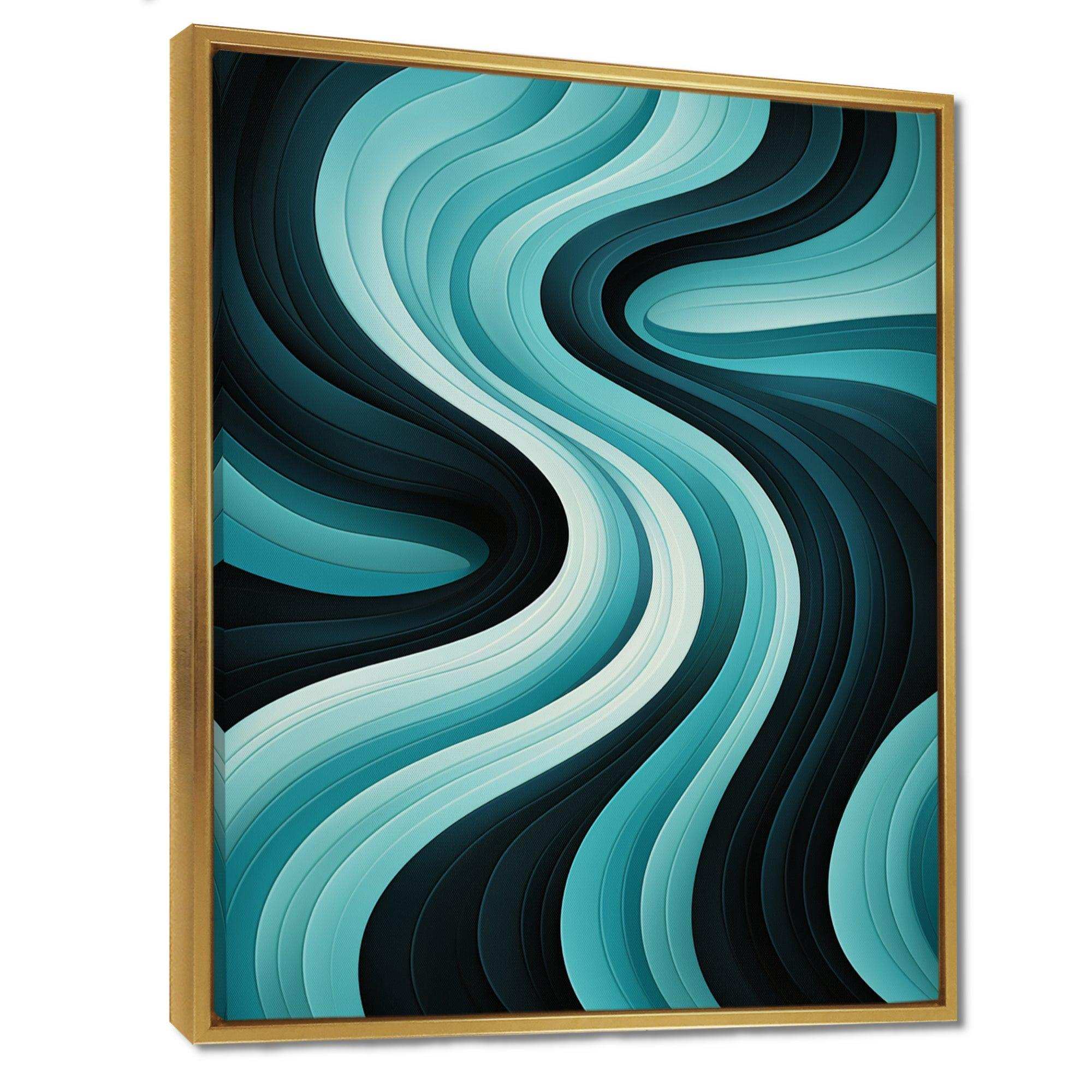 Turquoise Black Opt Art In - Abstract Canvas Wall Art