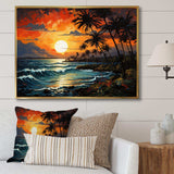 Palm Trees Sunrise I - Floral Canvas Wall Art