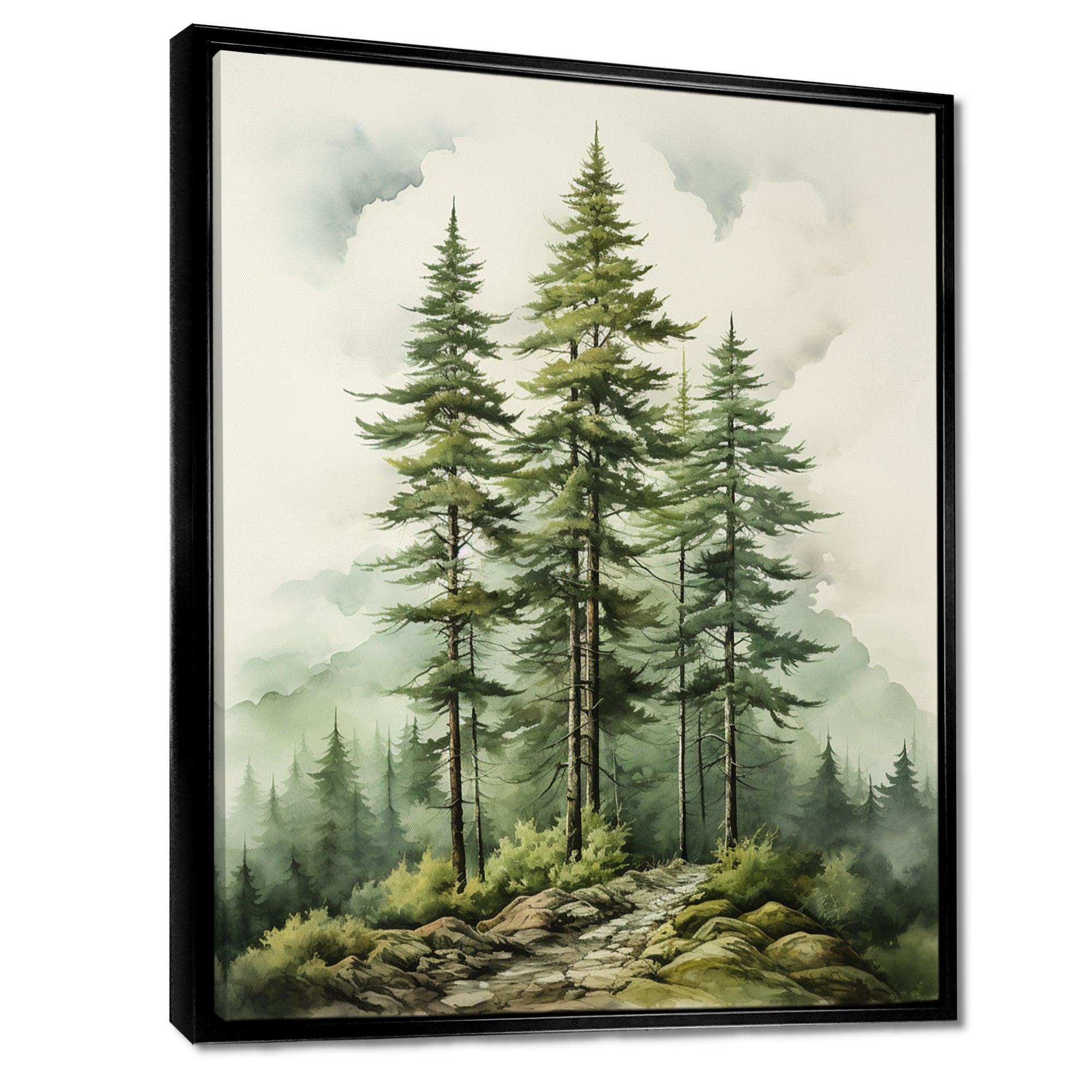Green Pine Tree Eternal Guardians II - Floral Canvas Wall Art