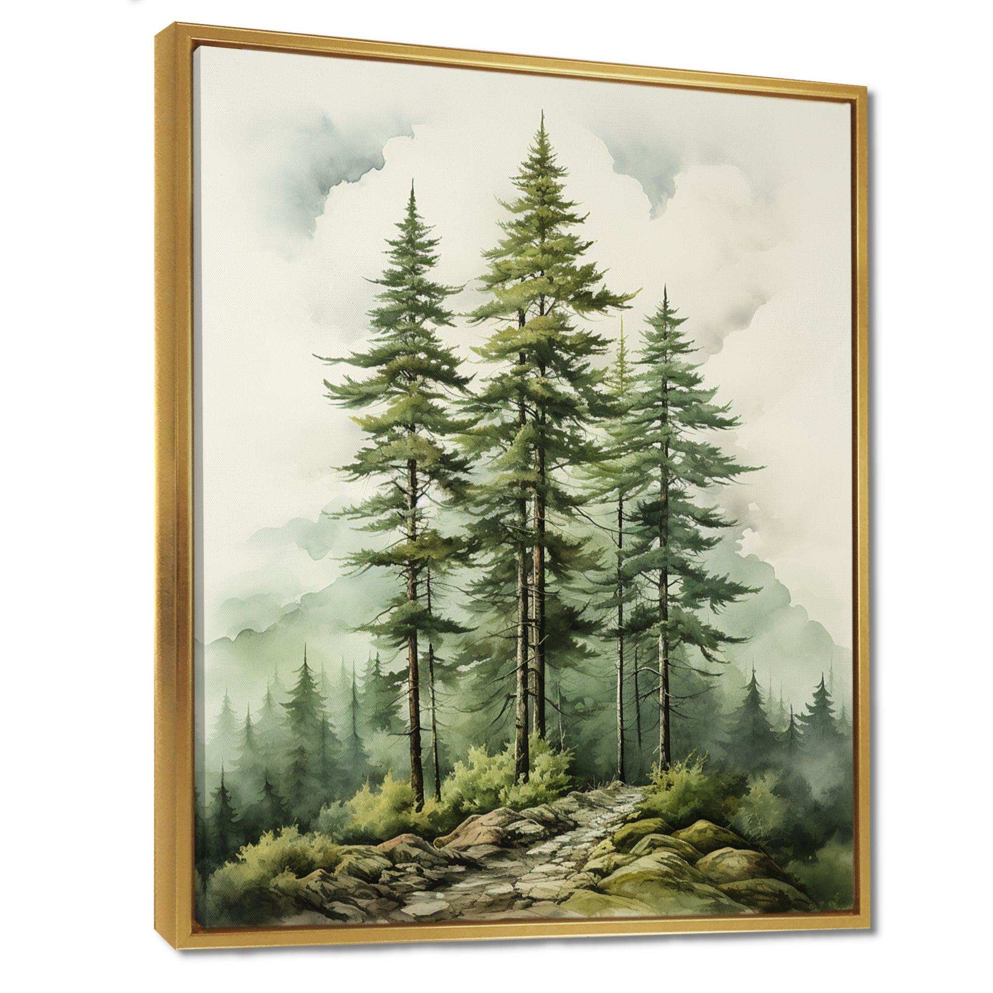 Green Pine Tree Eternal Guardians II - Floral Canvas Wall Art