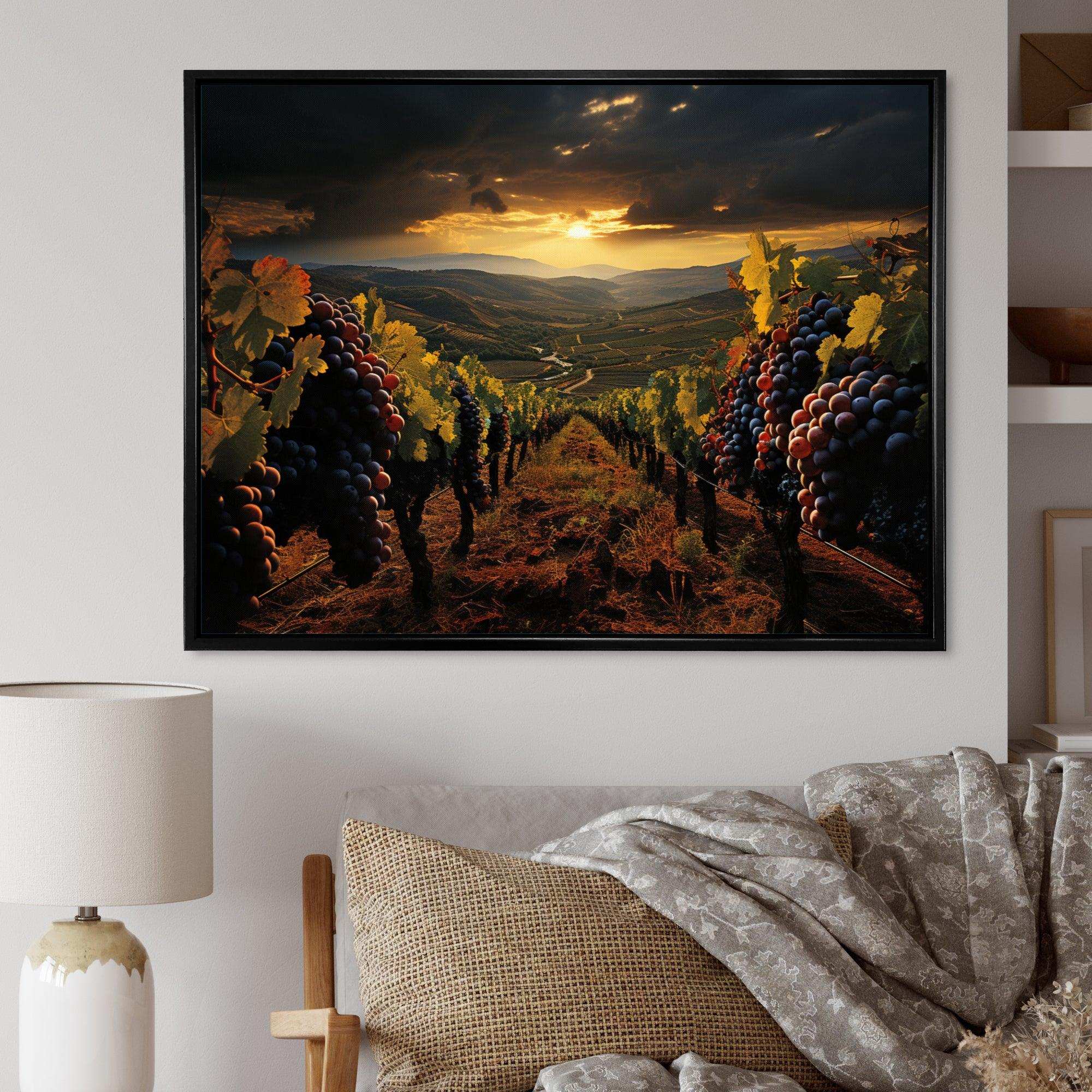 Scenic Vineyard Vibrant Harvest - Landscapes Canvas Wall Art