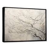 Tree Monochrome Whispers Of Beige - Floral Canvas Wall Art