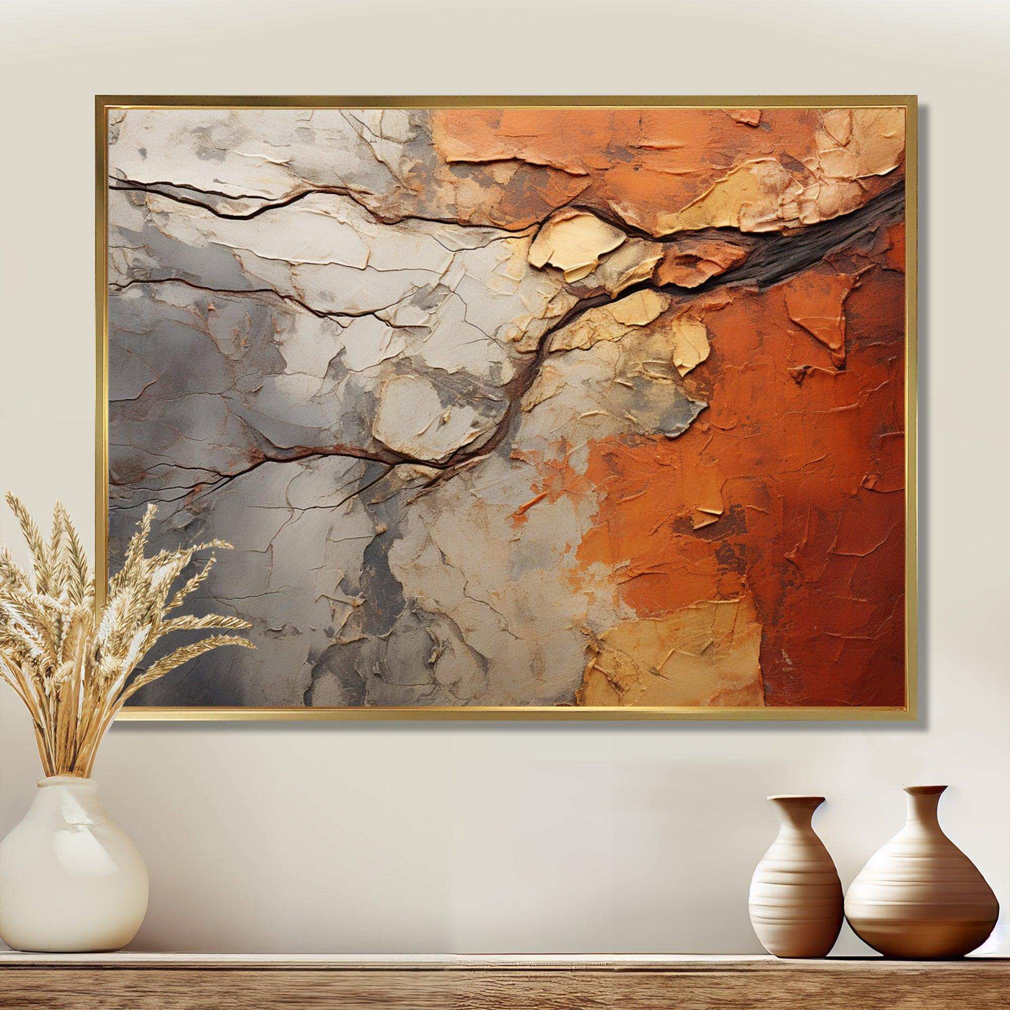 Orange Grey Abstract Redwood Tree Collage - Floral Canvas Wall Art