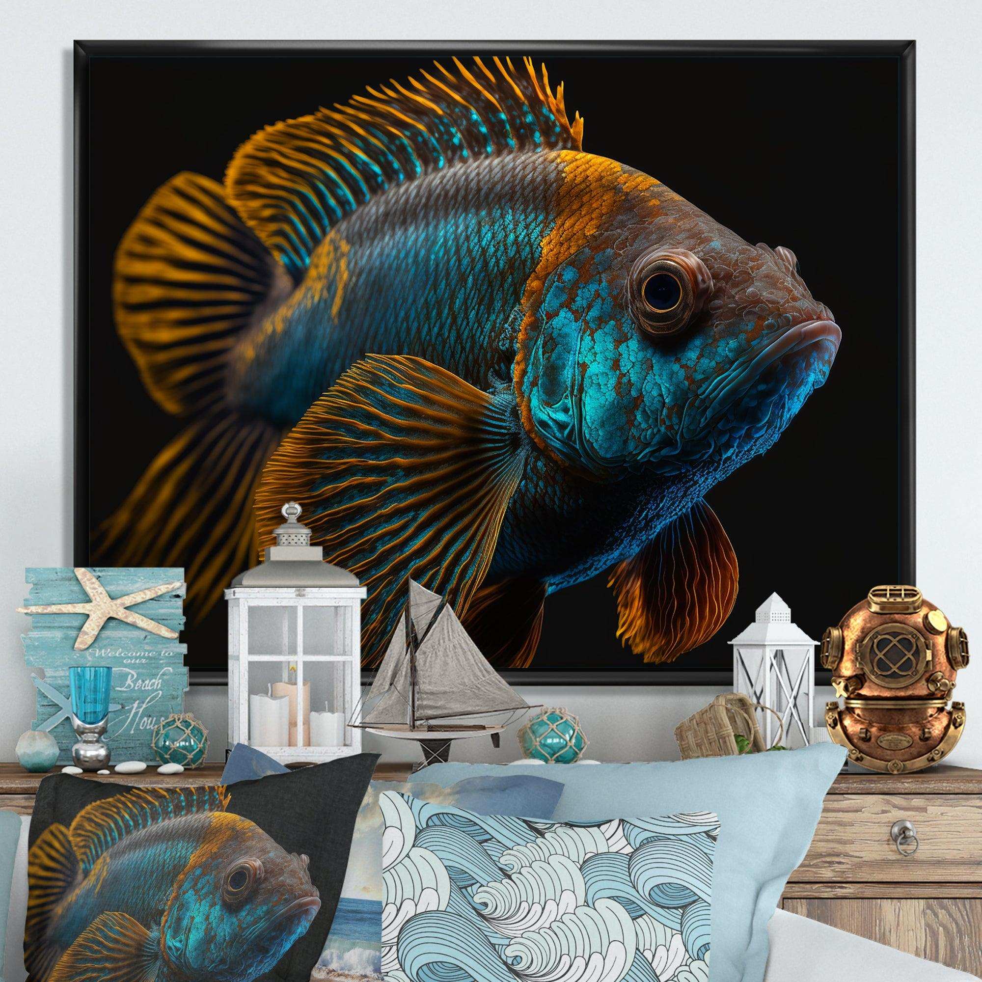 Tropical Blue Fish In Shades Of Blue And Orange IV