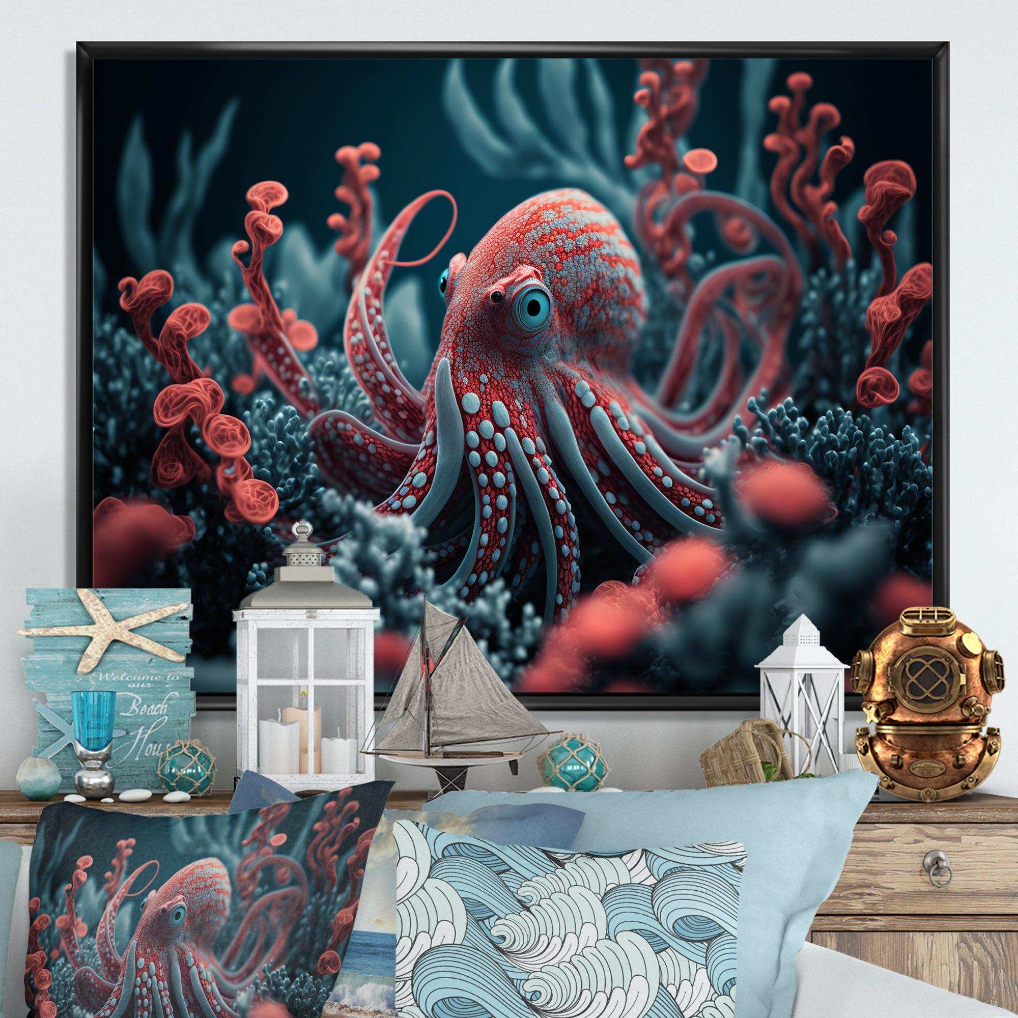 Red Octopus On The Ocean Floor I