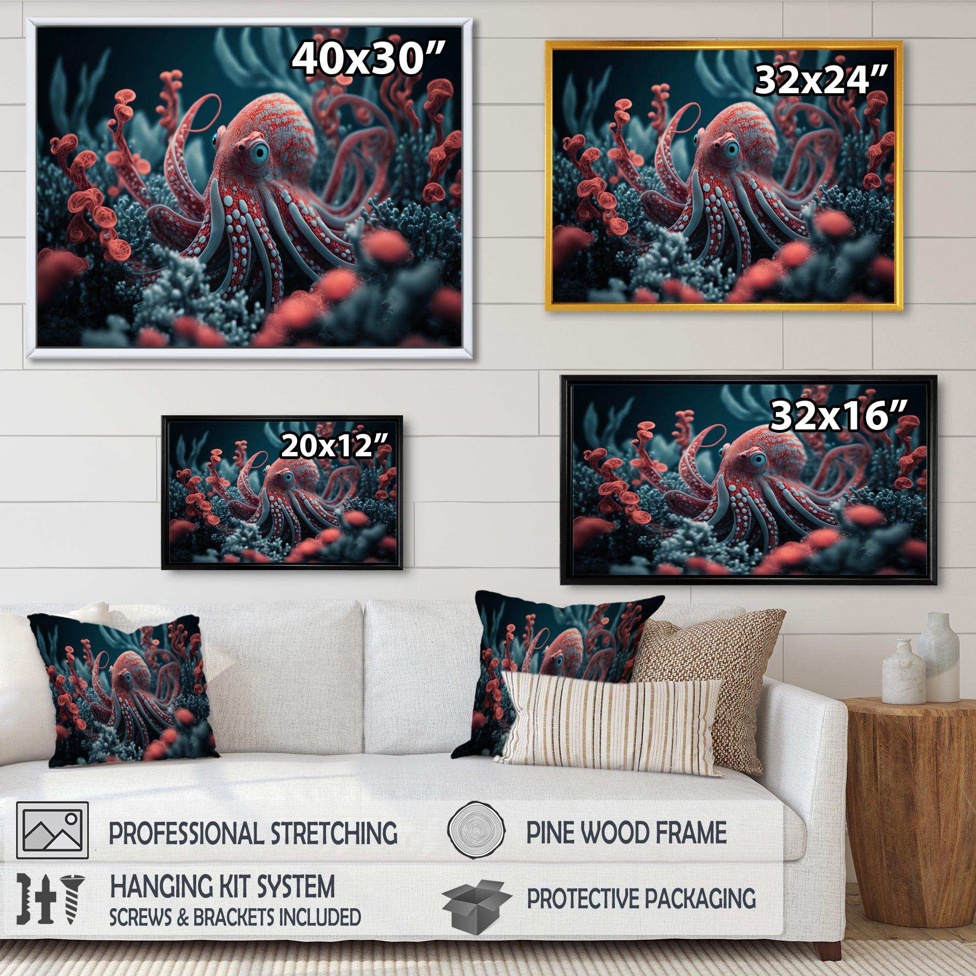 Red Octopus On The Ocean Floor I
