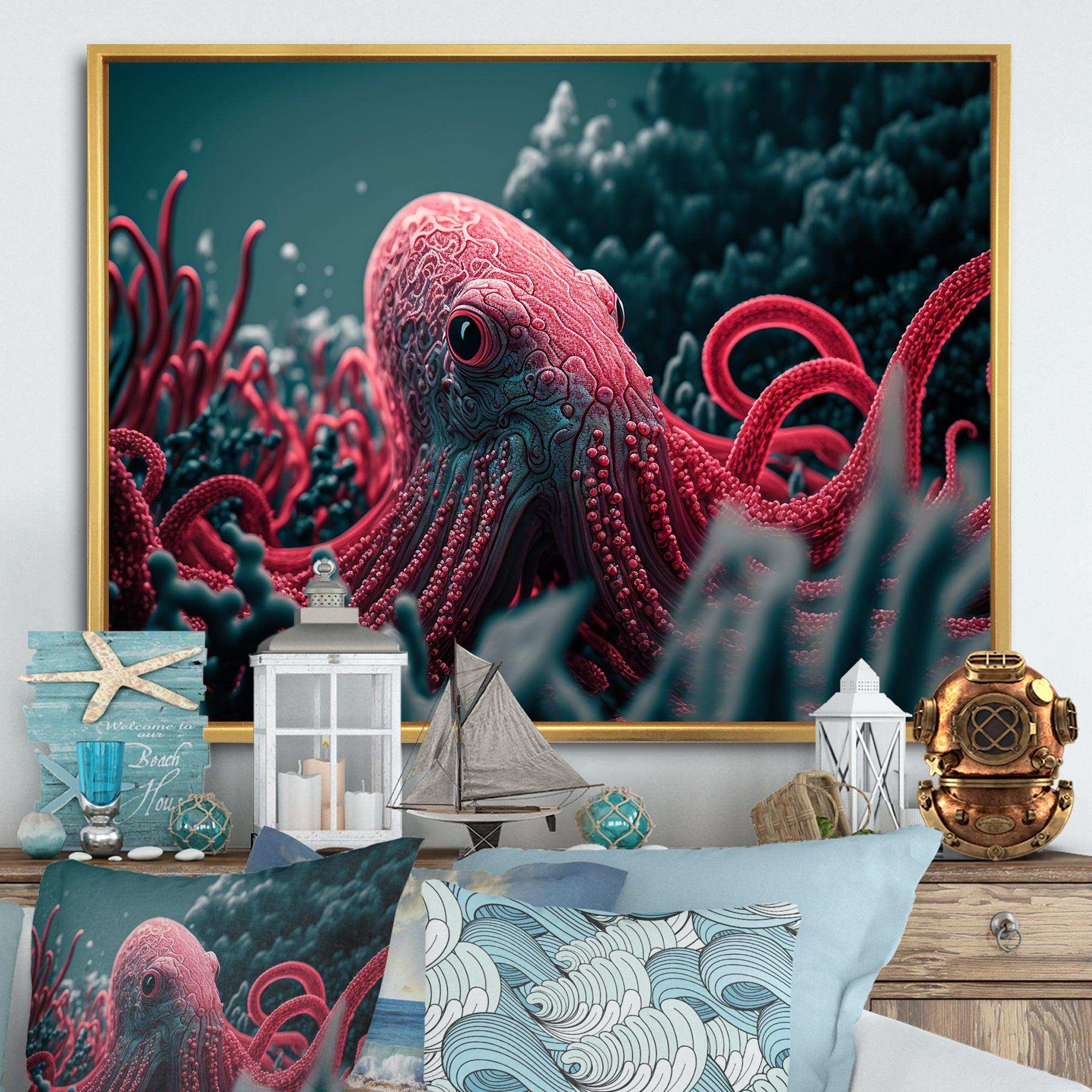 Red Octopus On The Ocean Floor V