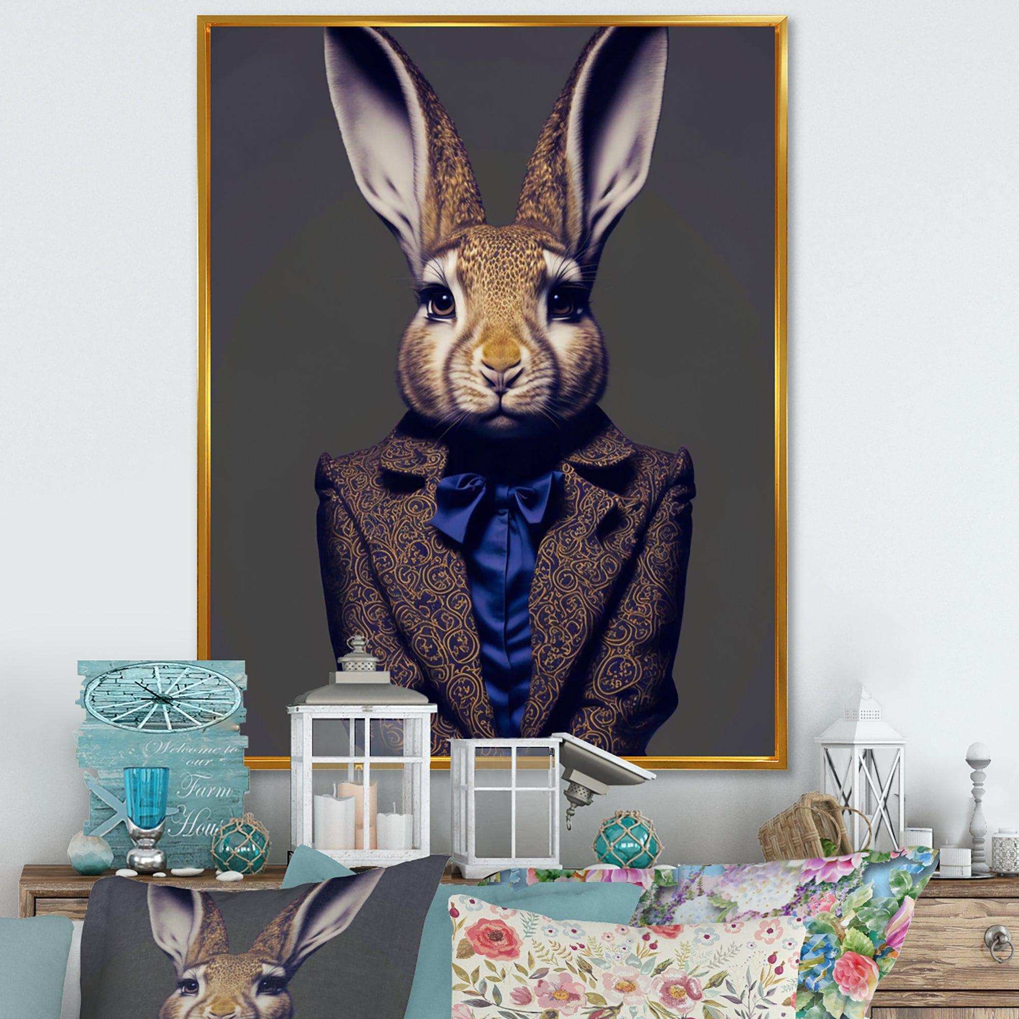 Fancy Rabbit In A Gray And Blue Suit