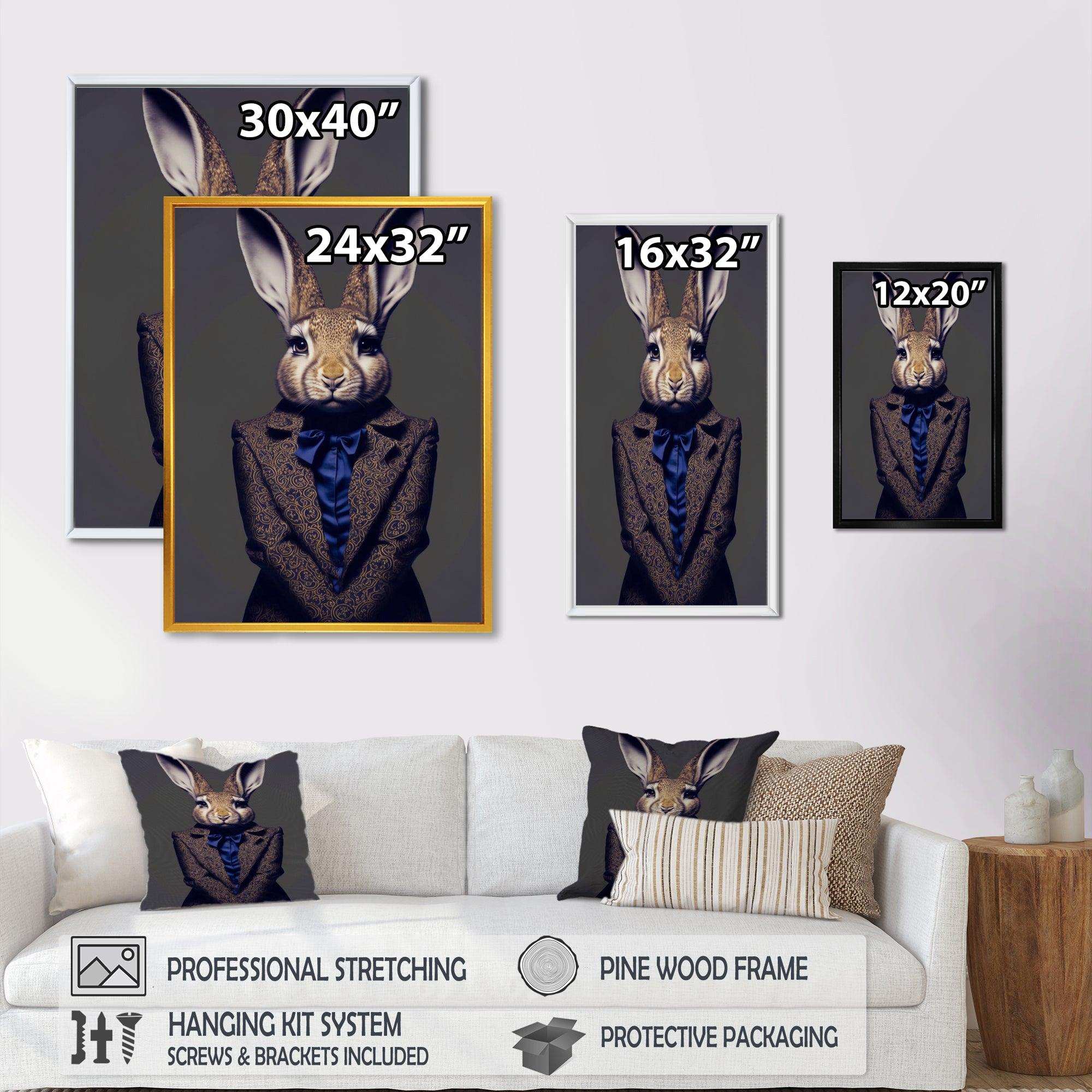 Fancy Rabbit In A Gray And Blue Suit