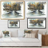 River in Woods Watercolor