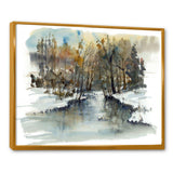 River in Woods Watercolor