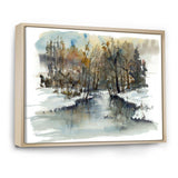 River in Woods Watercolor