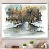 River in Woods Watercolor