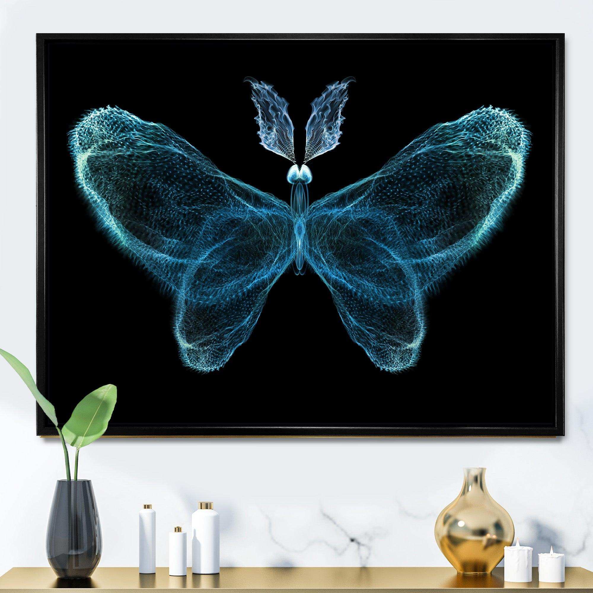 Turquoise Fractal Butterfly in Dark
